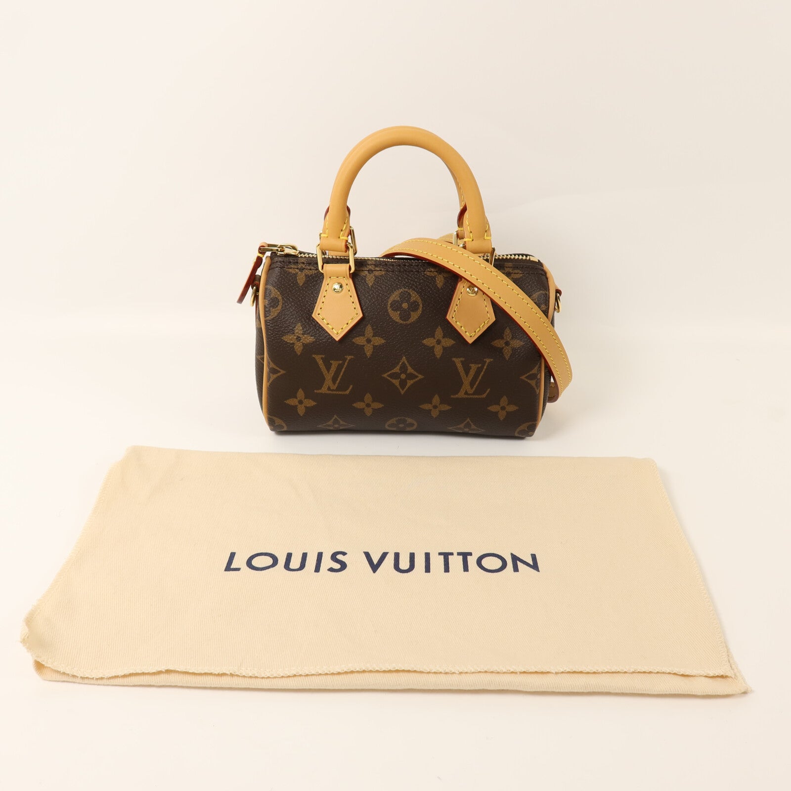 LOUIS VUITTON Monogram Nano Speedy金扣手挽肩背兩用袋