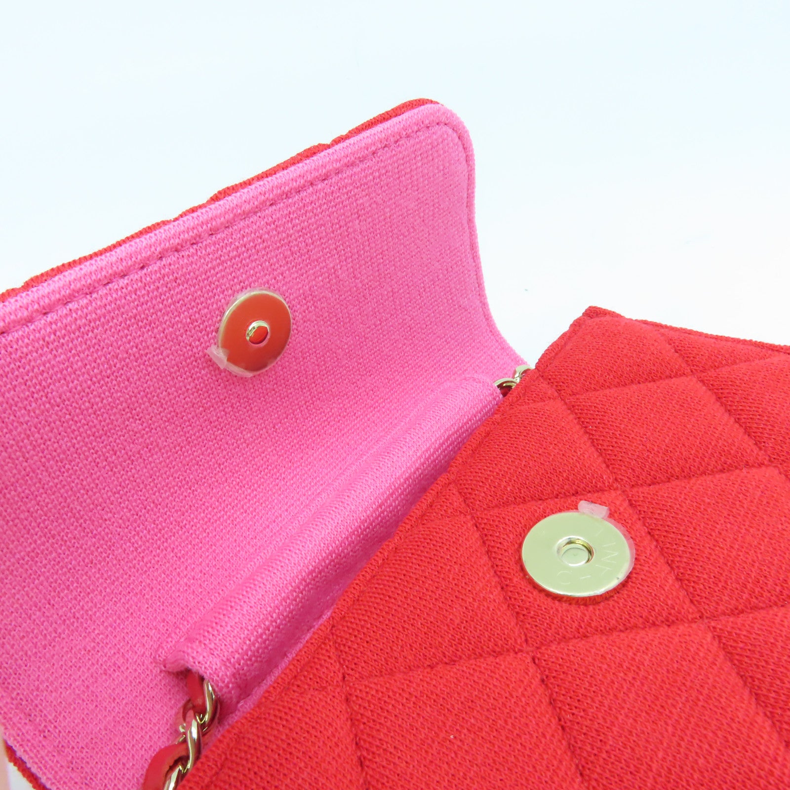 CHANEL 【激減優惠】菱格帆布Chain Shoulder Bag金扣鏈帶肩背袋紅色/粉紅色