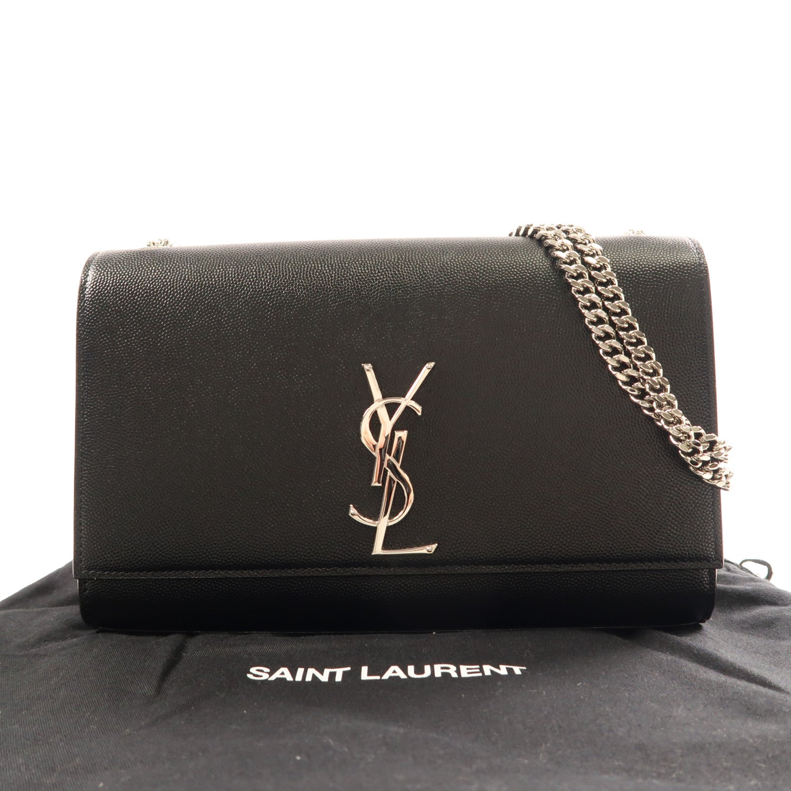 SAINT LAURENT 牛皮皮革Kate Medium銀扣肩背袋