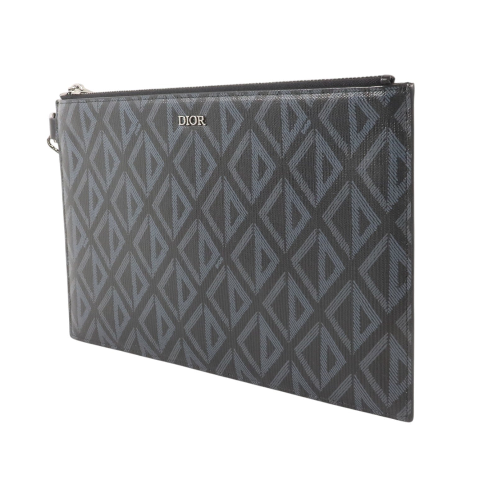 Dior 塗層帆布A5 CD Diamond Pouch銀扣小袋