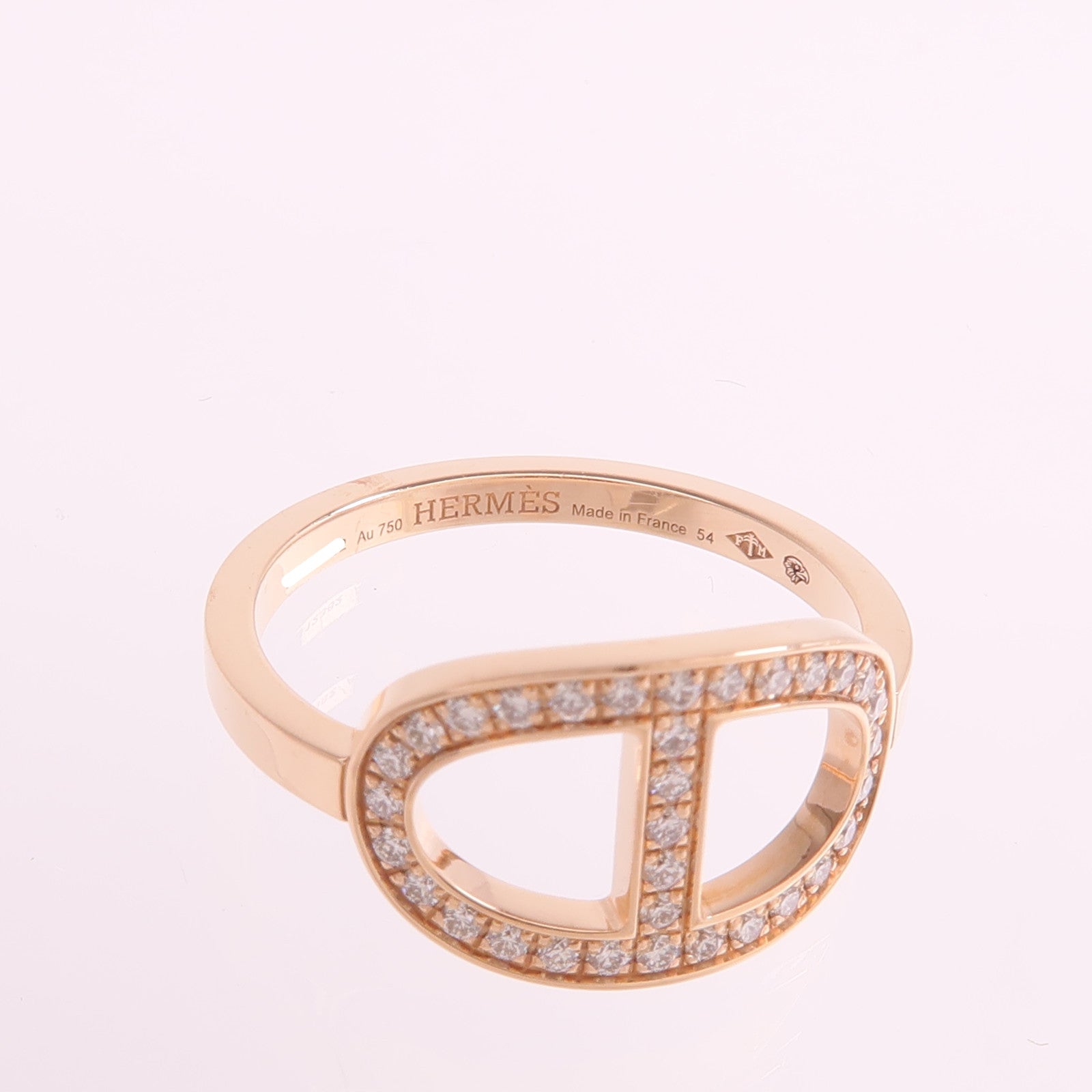 HERMES 18K玫瑰金Chaine d'ancre Contour鑽石戒指