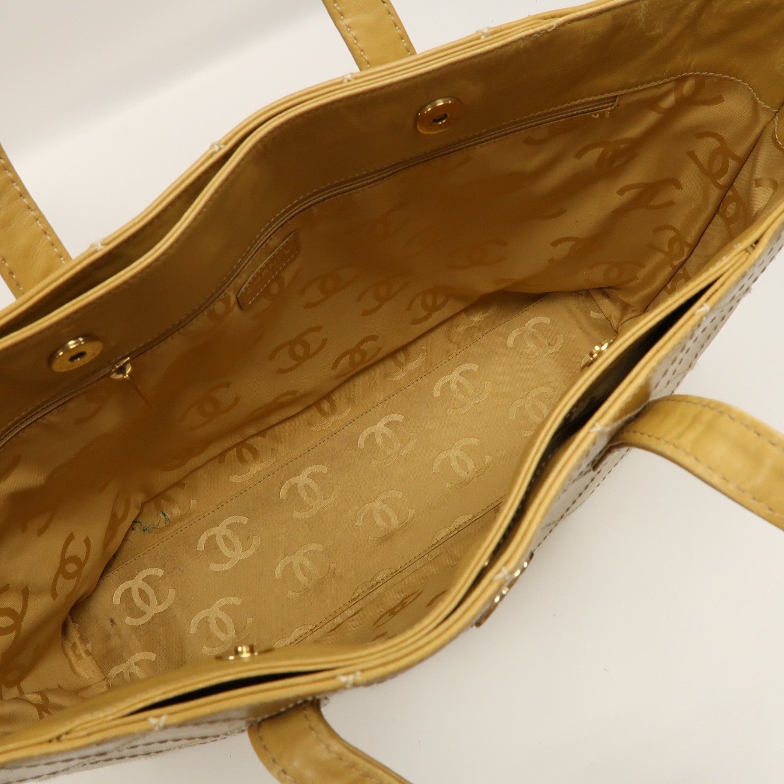 CHANEL 【激減優惠】菱格牛皮皮革Handbag金扣手挽袋啡色
