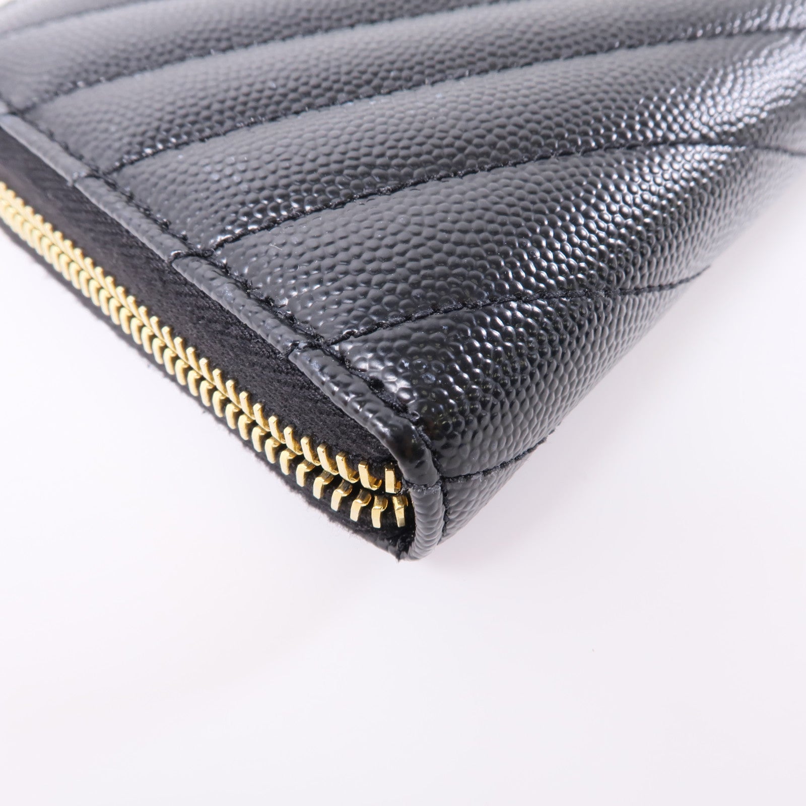 SAINT LAURENT 牛皮皮革Zipped Long Wallet金扣長錢包黑色