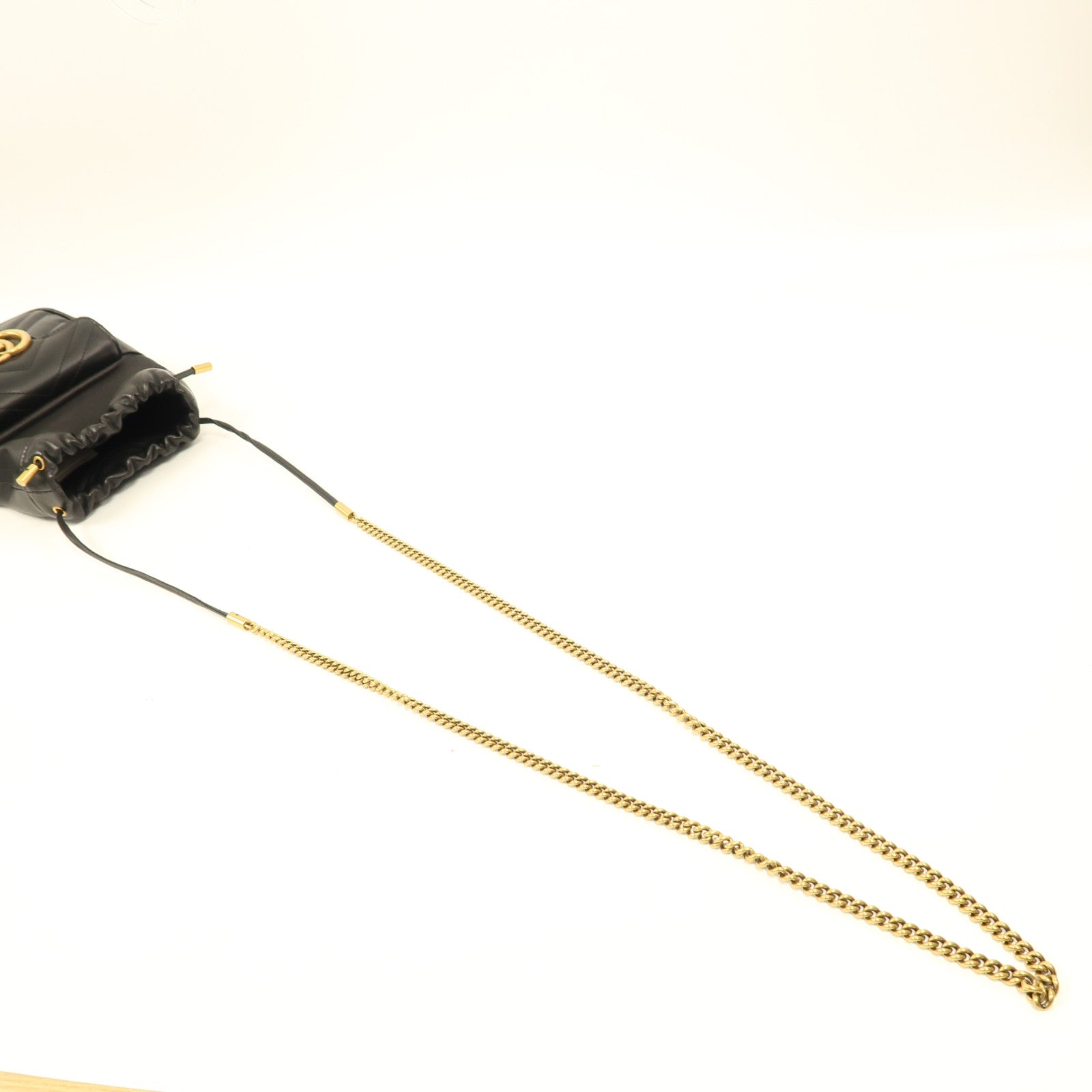 GUCCI Herringbone GG GHW Bucket Bag Shoulder Bag 746433 Calfskin Leather Black