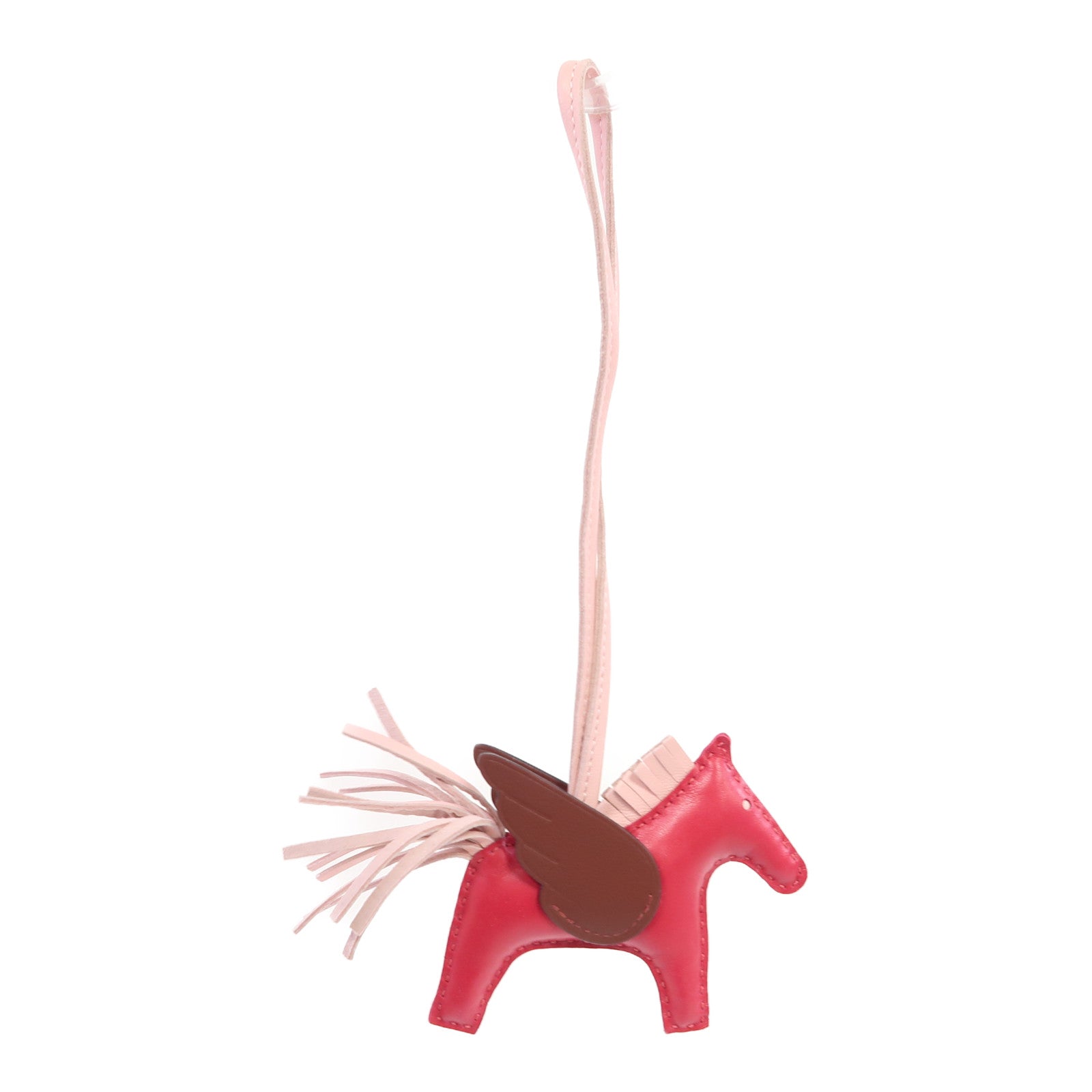 HERMES Milo皮革/Swift皮革Rodeo Pegase PM掛飾粉紅色