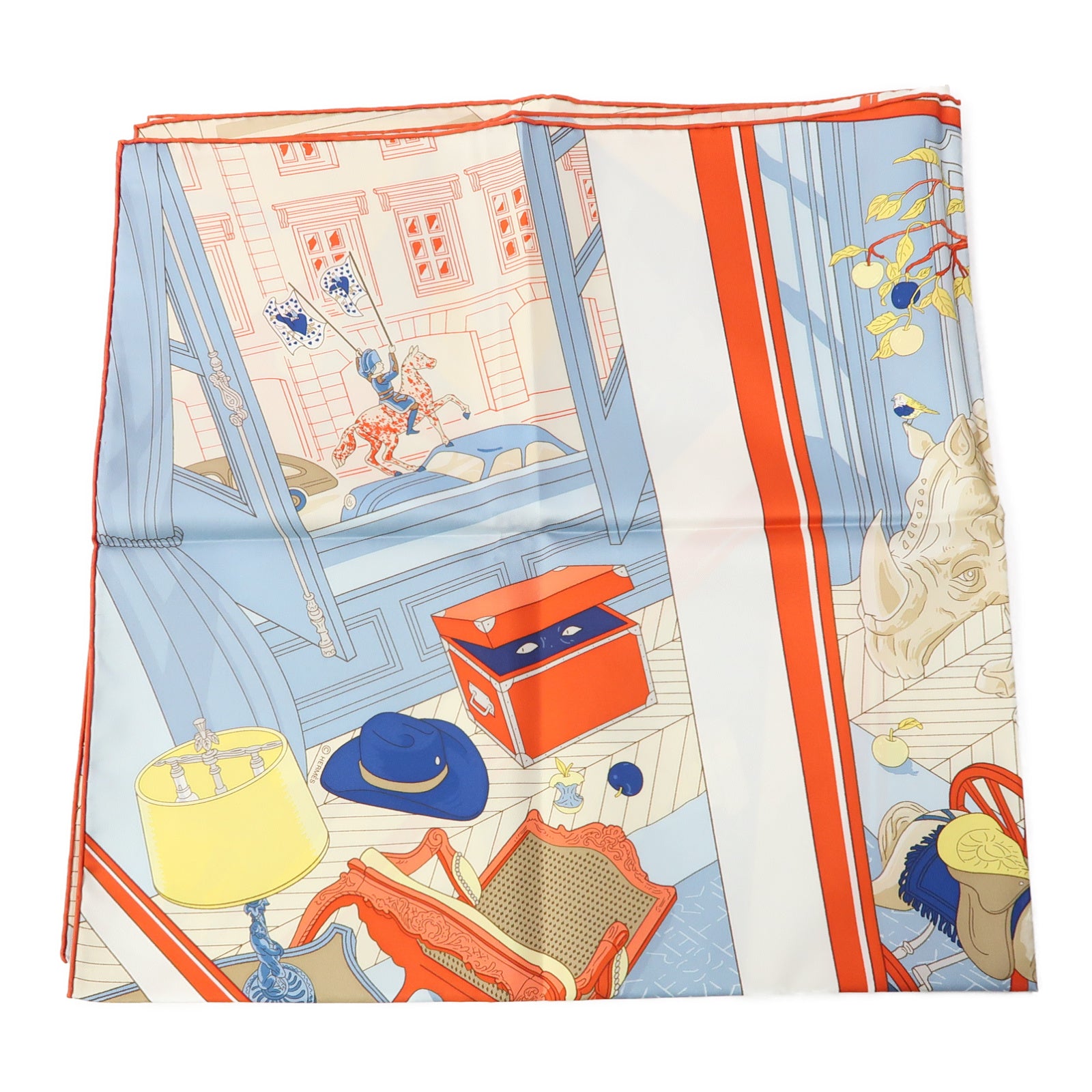 HERMES 【激減優惠】絲質Scarf圍巾米色/橙色/藍色
