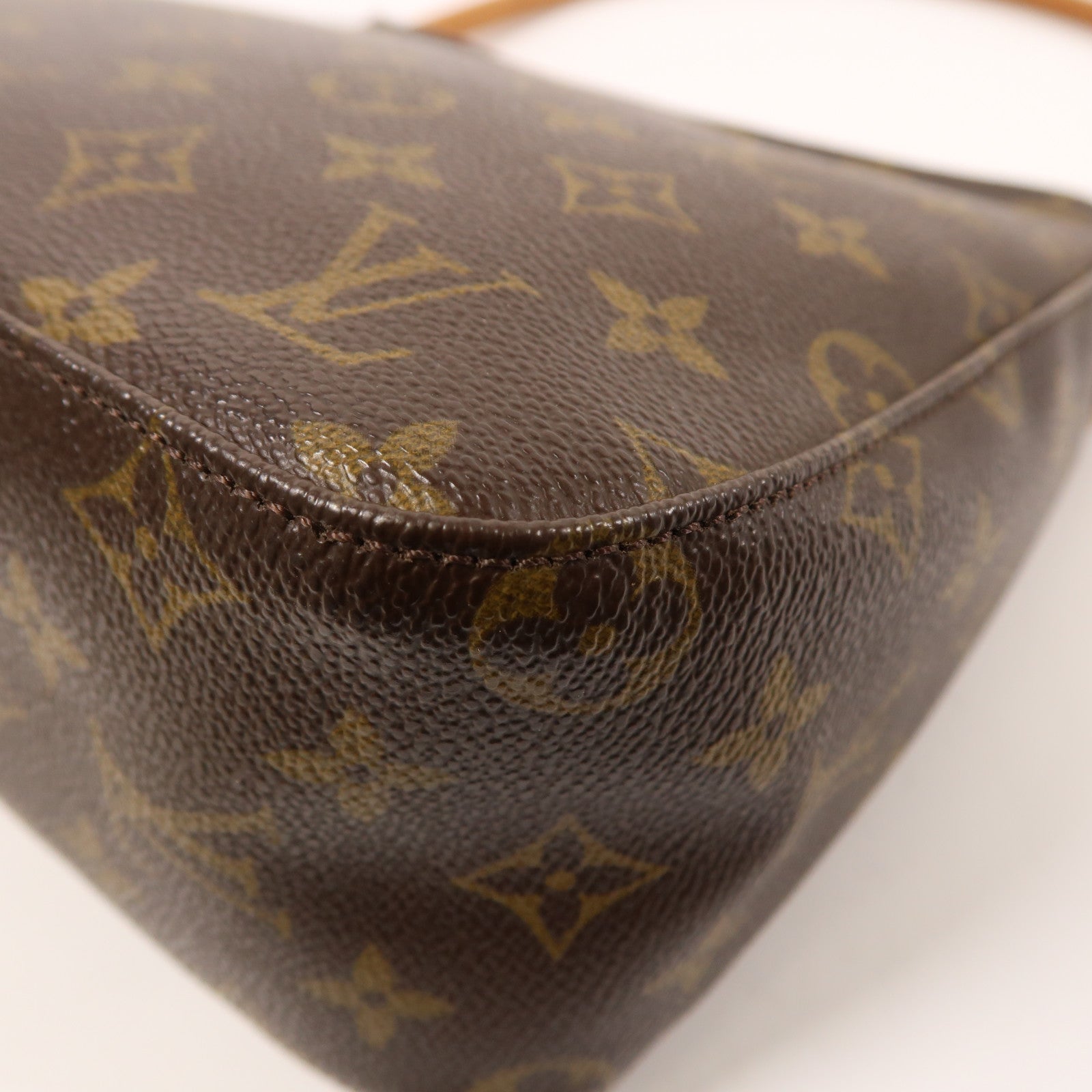 LOUIS VUITTON Monogram Looping MM金扣肩背袋棕色