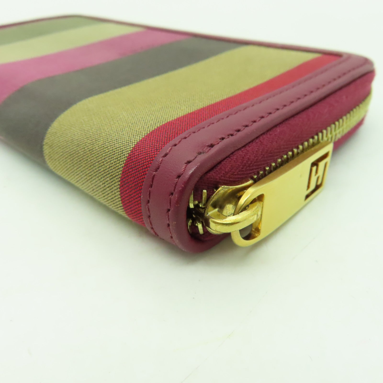 FENDI 【清倉大減價】帆布Wallet金扣長錢包紅色