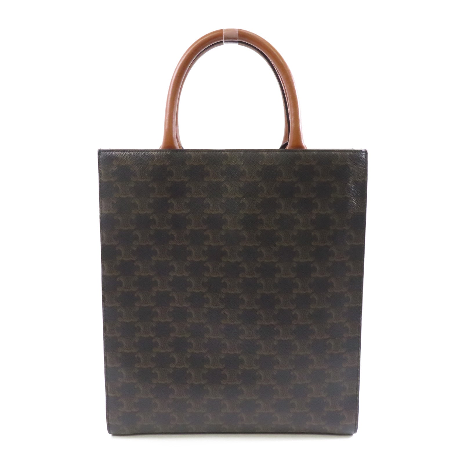 CELINE 塗層帆布/皮革Vertical Cabas Tan金扣手挽肩背兩用袋啡色