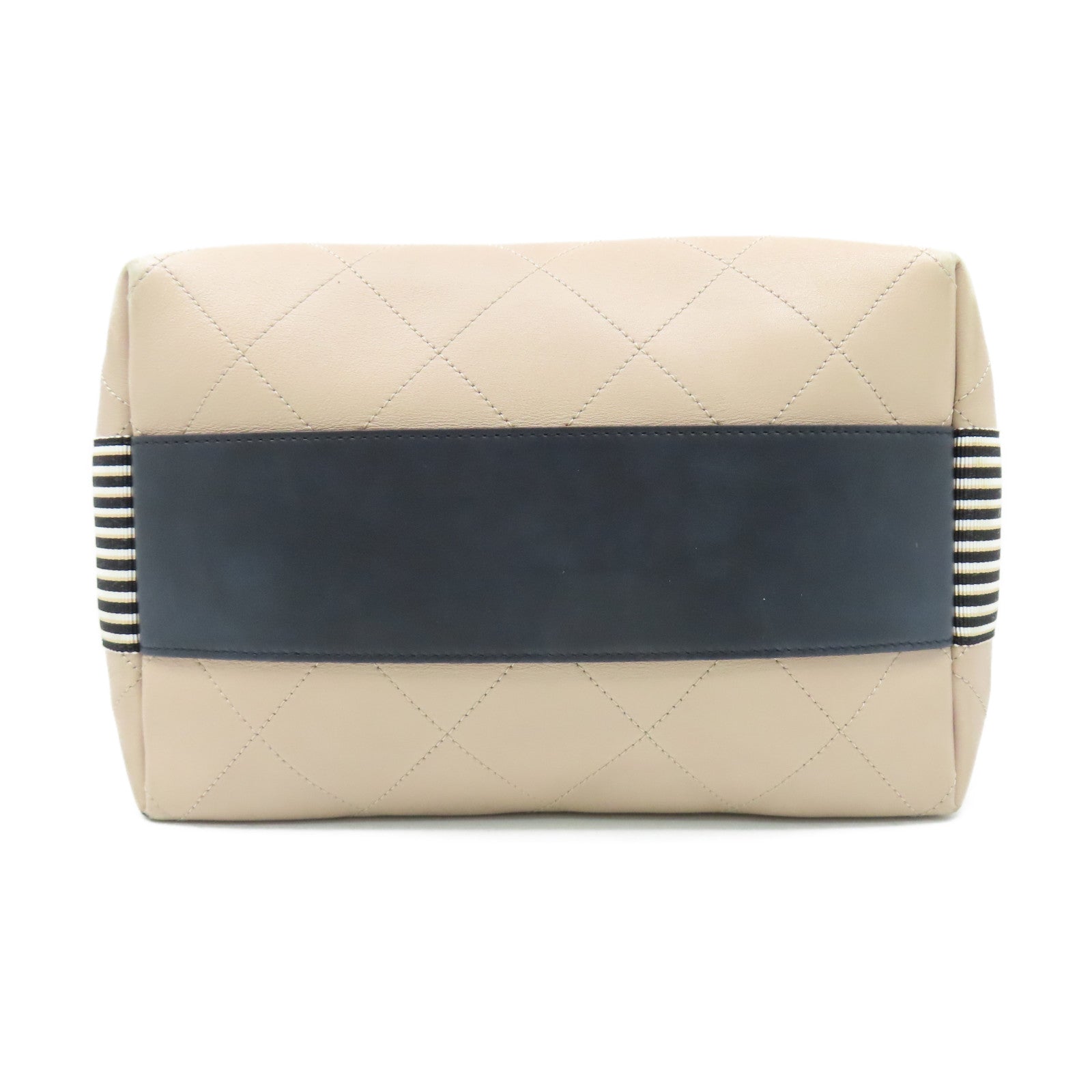 CHANEL 【激減優惠】菱格牛皮皮革Shoulder Bag金扣鏈帶肩背袋米色/黑色