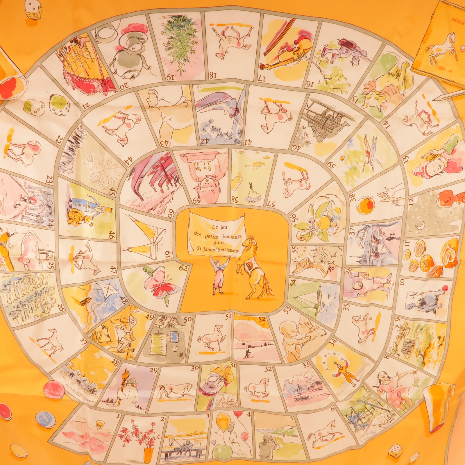 HERMES Scarf Silk Orange