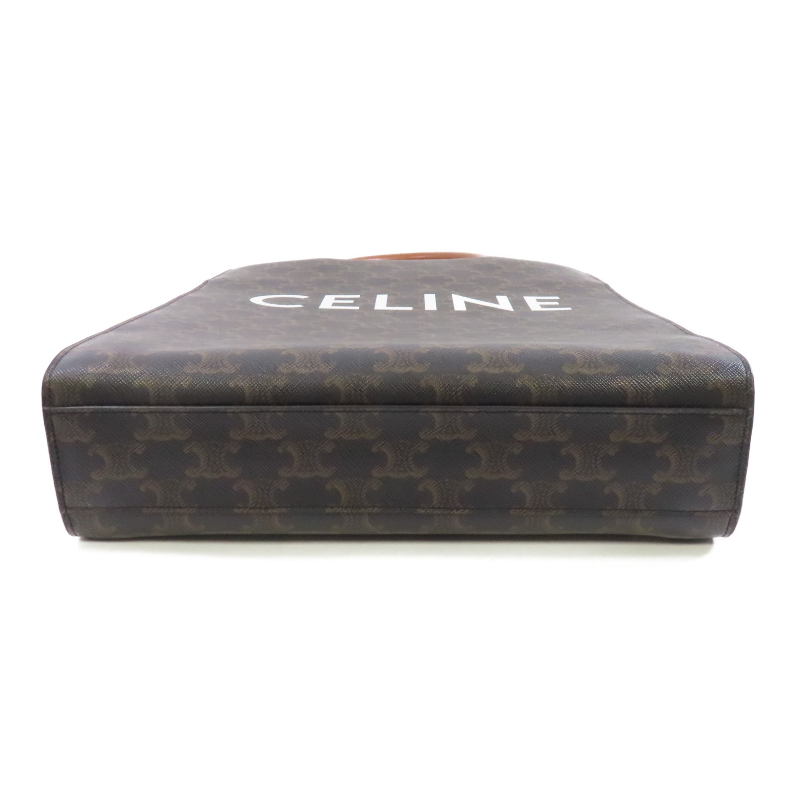 CELINE 塗層帆布/皮革Vertical Cabas Tan金扣手挽肩背兩用袋啡色