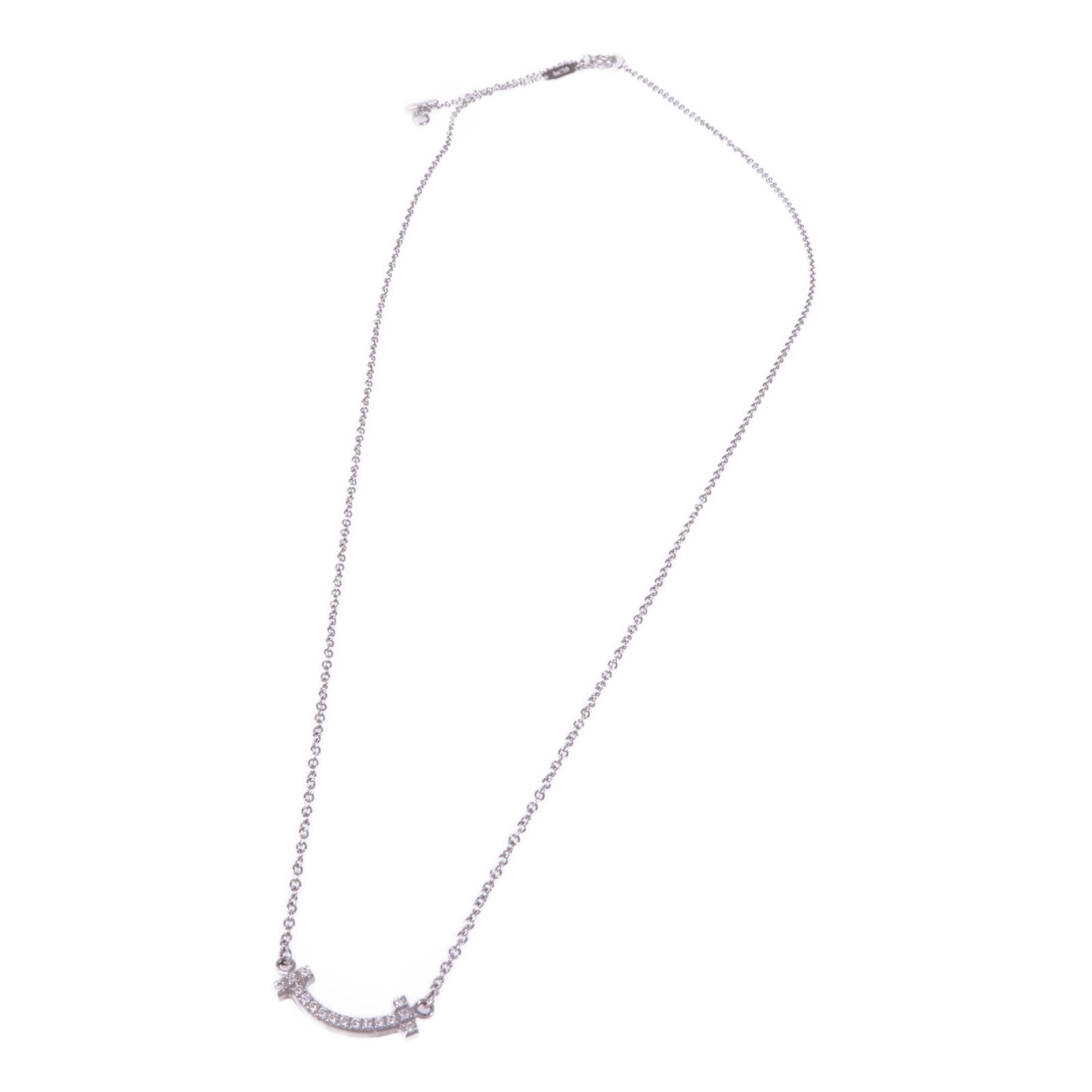 TIFFANY＆CO 18K白金T Smile鑽石項鍊