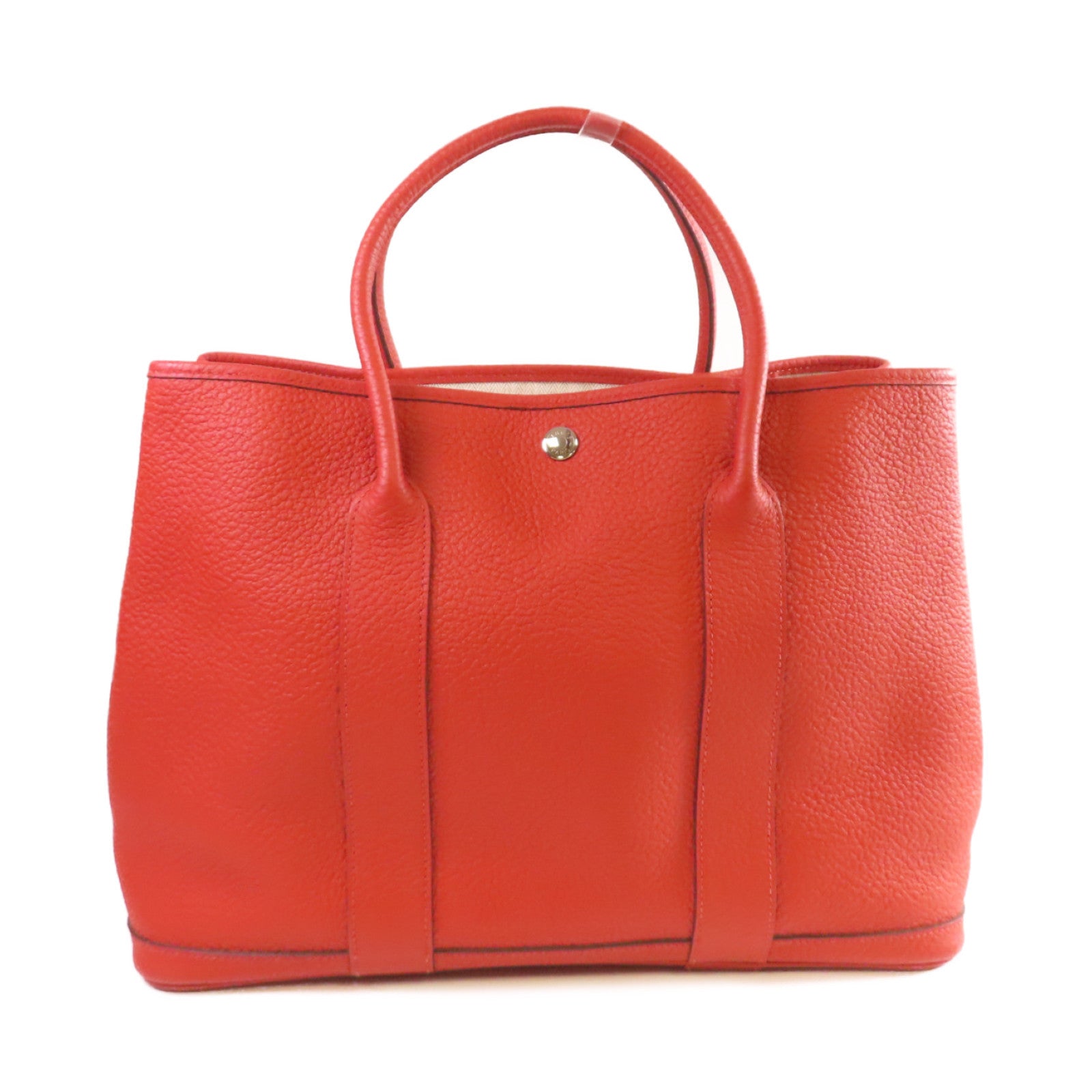 HERMES Negonda皮革Garden Party PM Tote Bag銀扣手挽袋Terre Battue紅土色