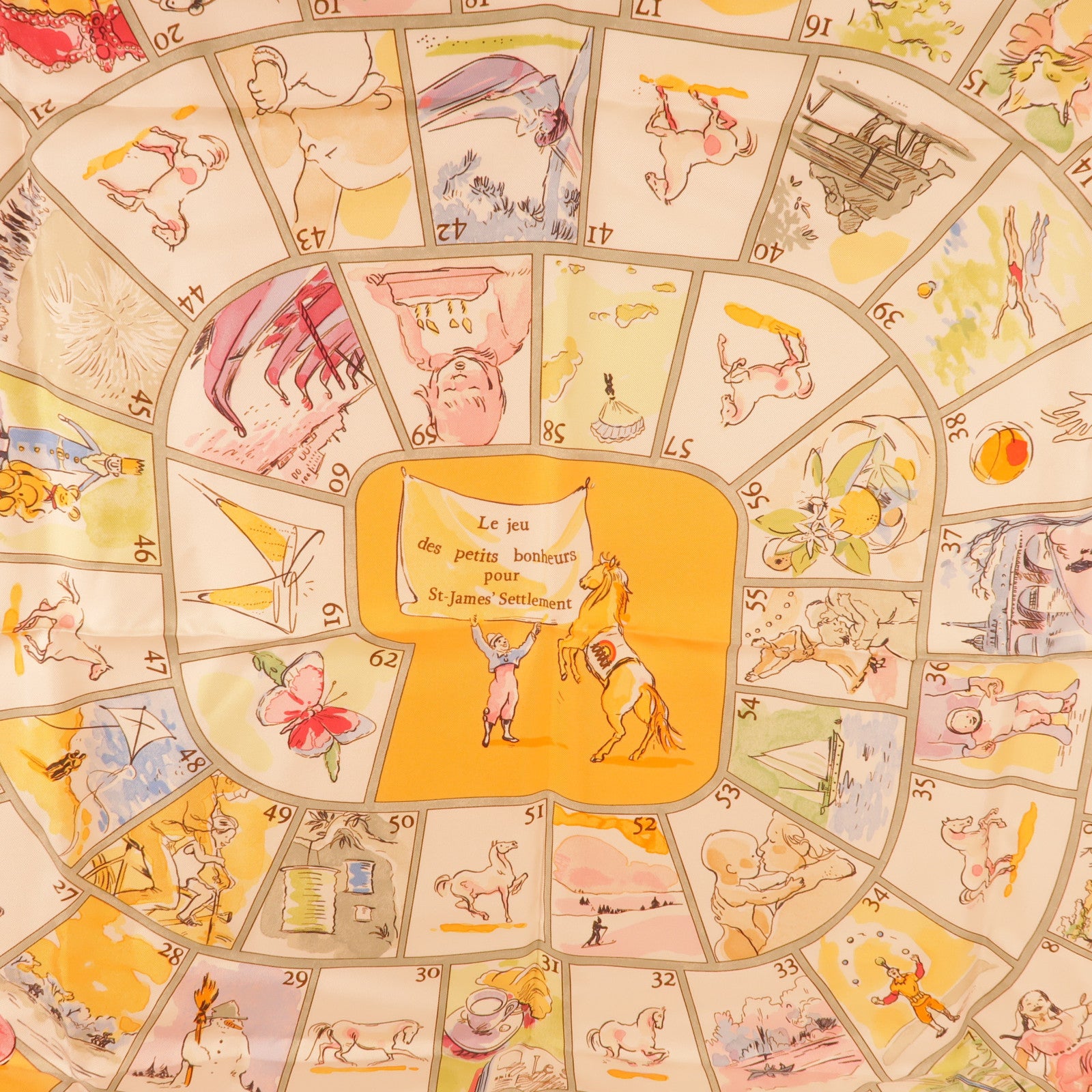 HERMES Scarf Silk Orange