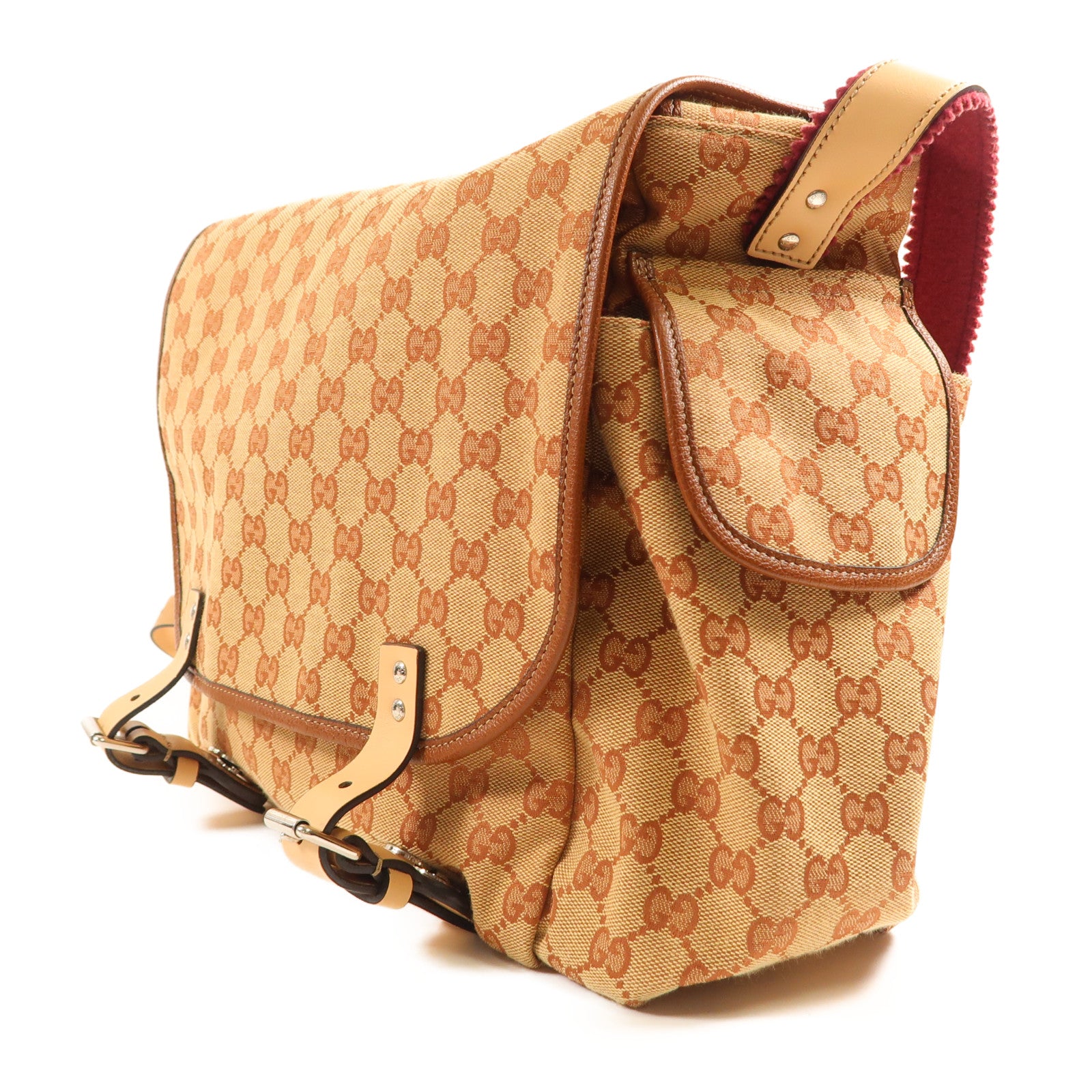 GUCCI 帆布Shoulder Bag銀扣肩背袋