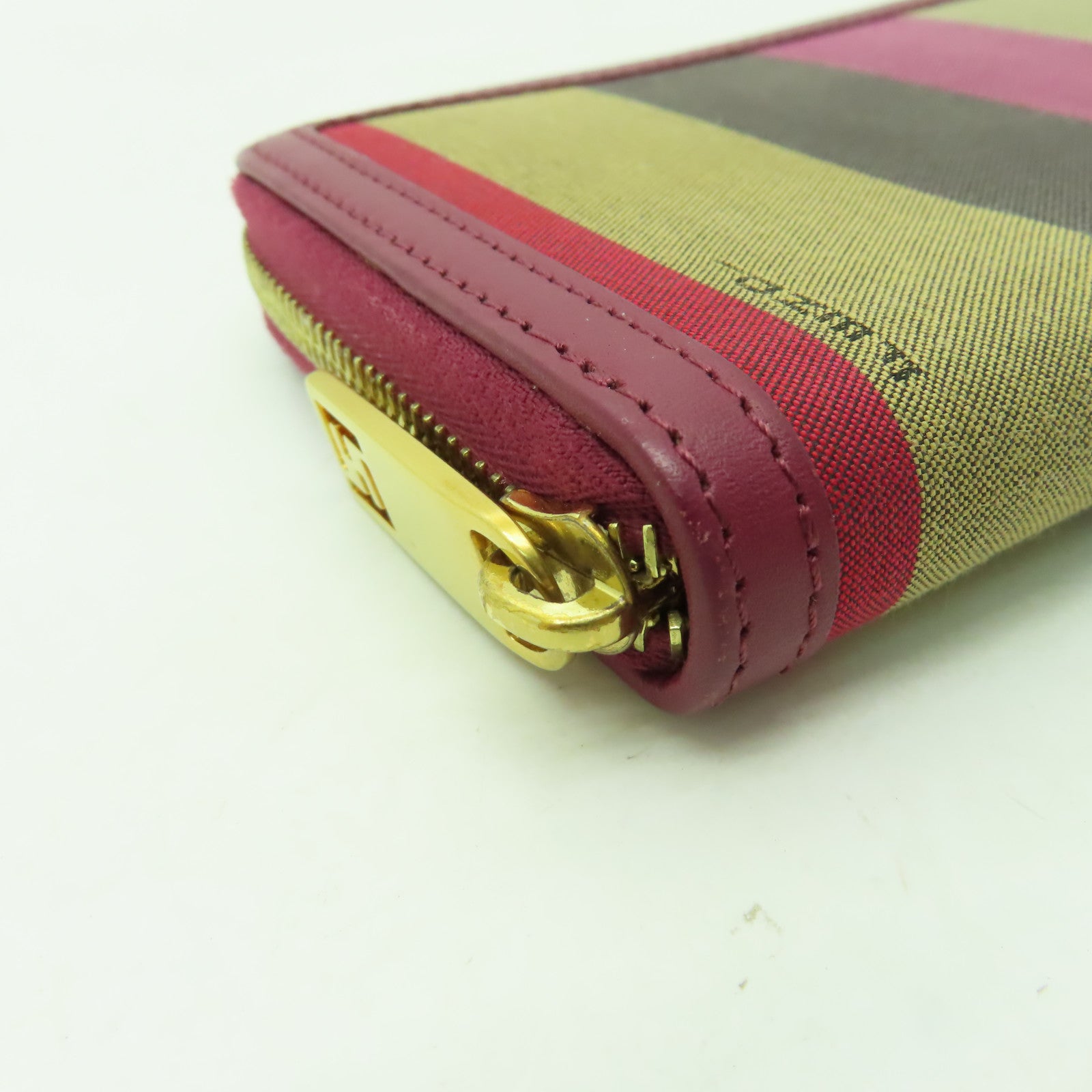FENDI 【清倉大減價】帆布Wallet金扣長錢包紅色
