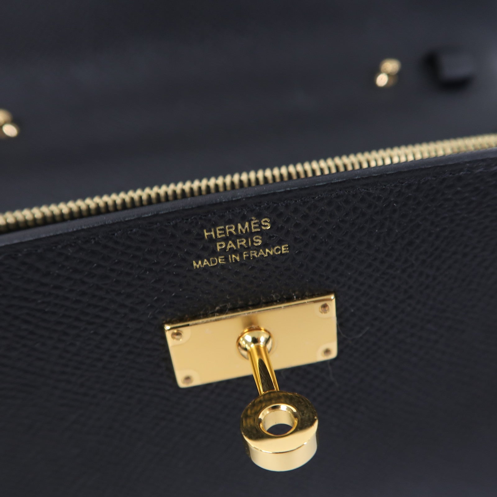 HERMES Epsom皮革Kelly To Go金扣肩背袋黑色
