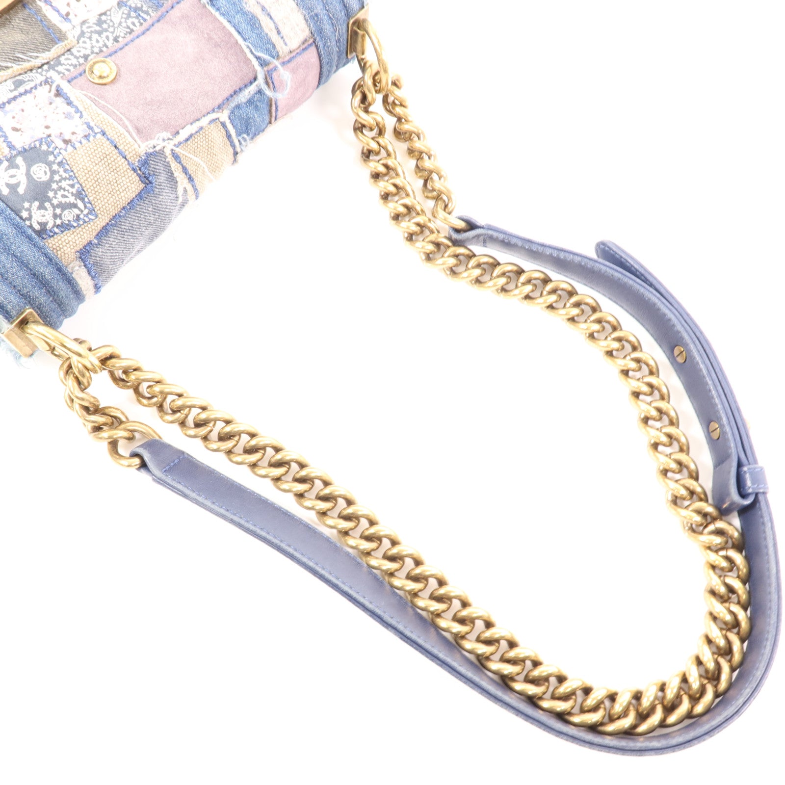 CHANEL 牛仔布Boy 20金扣肩背袋