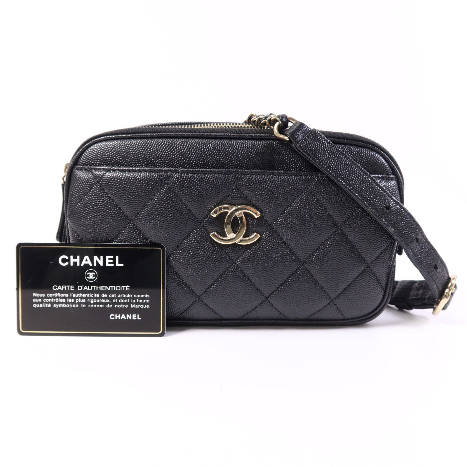 CHANEL 【激減優惠】牛皮皮革Waist Bag金扣腰包