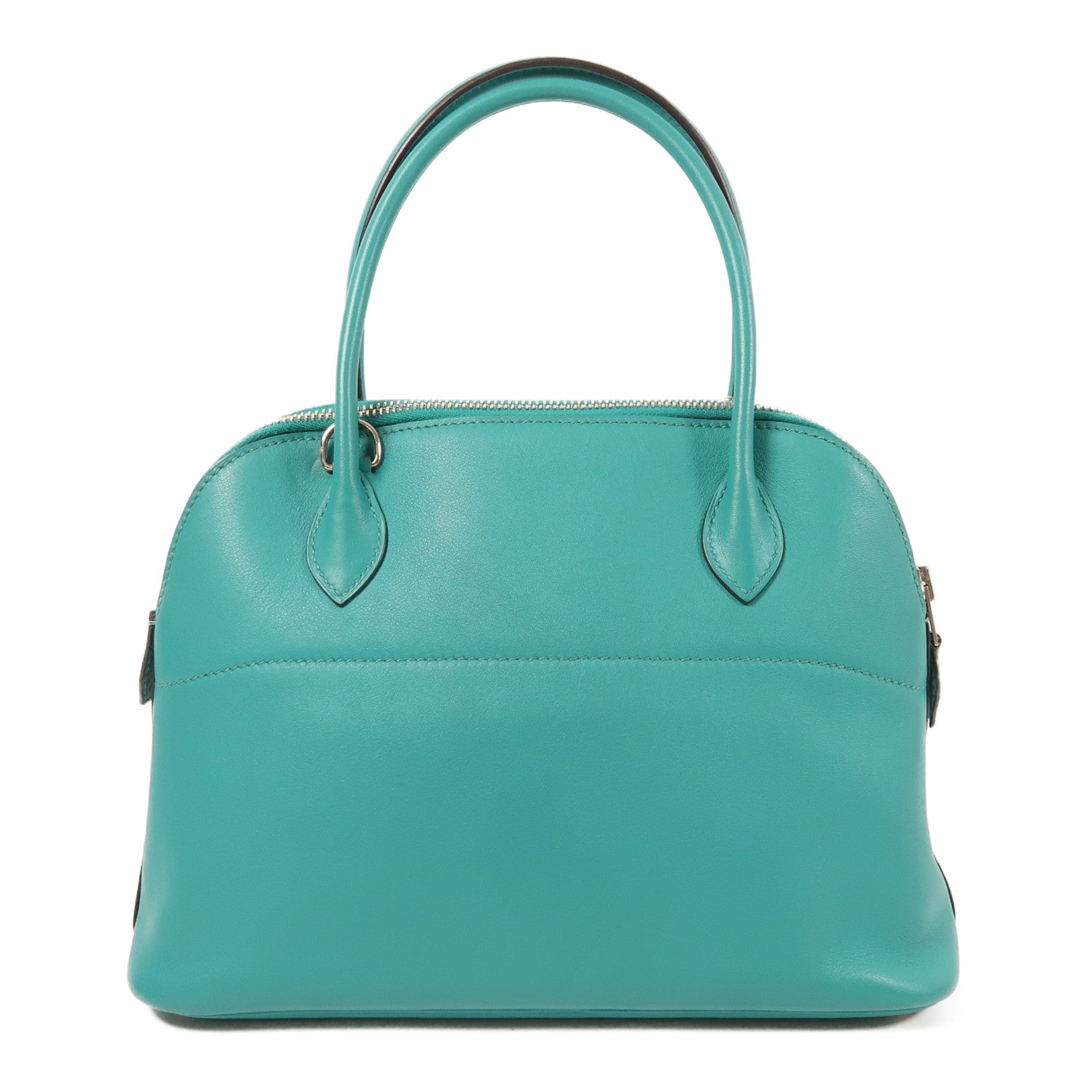 HERMES Swift皮革Bolide 27銀扣手挽肩背兩用袋Bleu Paon