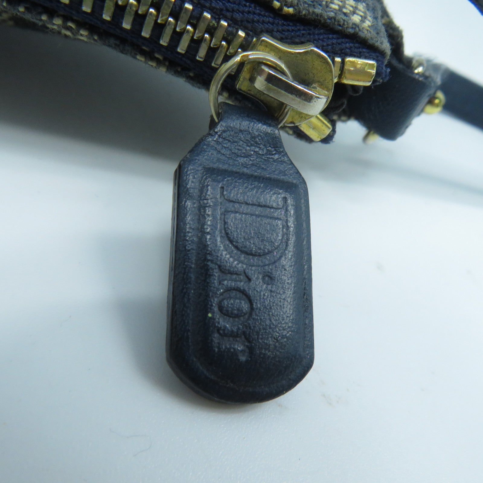 Dior 帆布/皮革Shoulder Bag金扣肩背袋藍色
