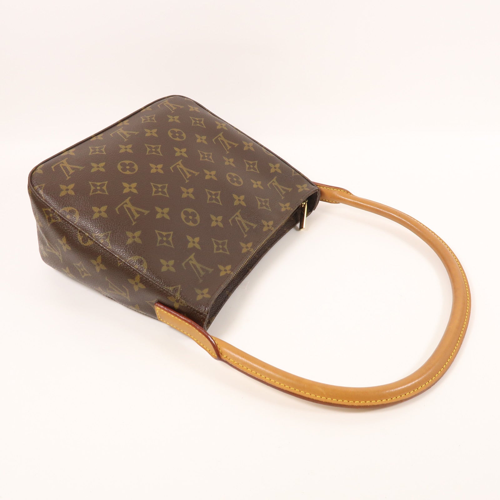 LOUIS VUITTON Monogram Looping MM金扣肩背袋棕色