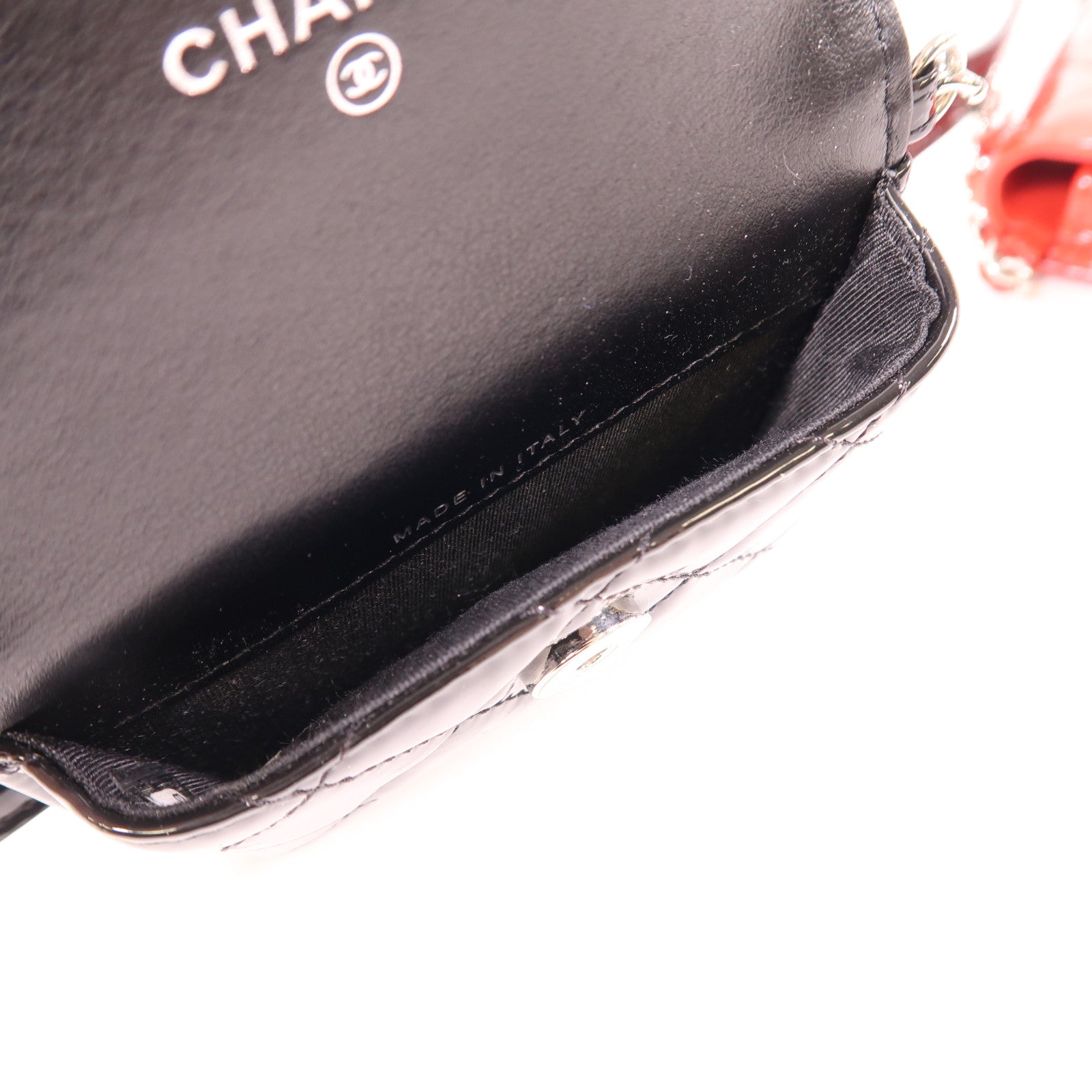 CHANEL CC SHW Waist Bag Patent Leather Black/Red