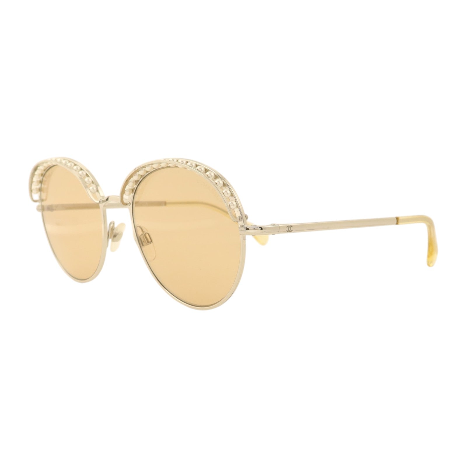 CHANEL 金屬/PVC Pearl Round Sunglasses太陽眼鏡