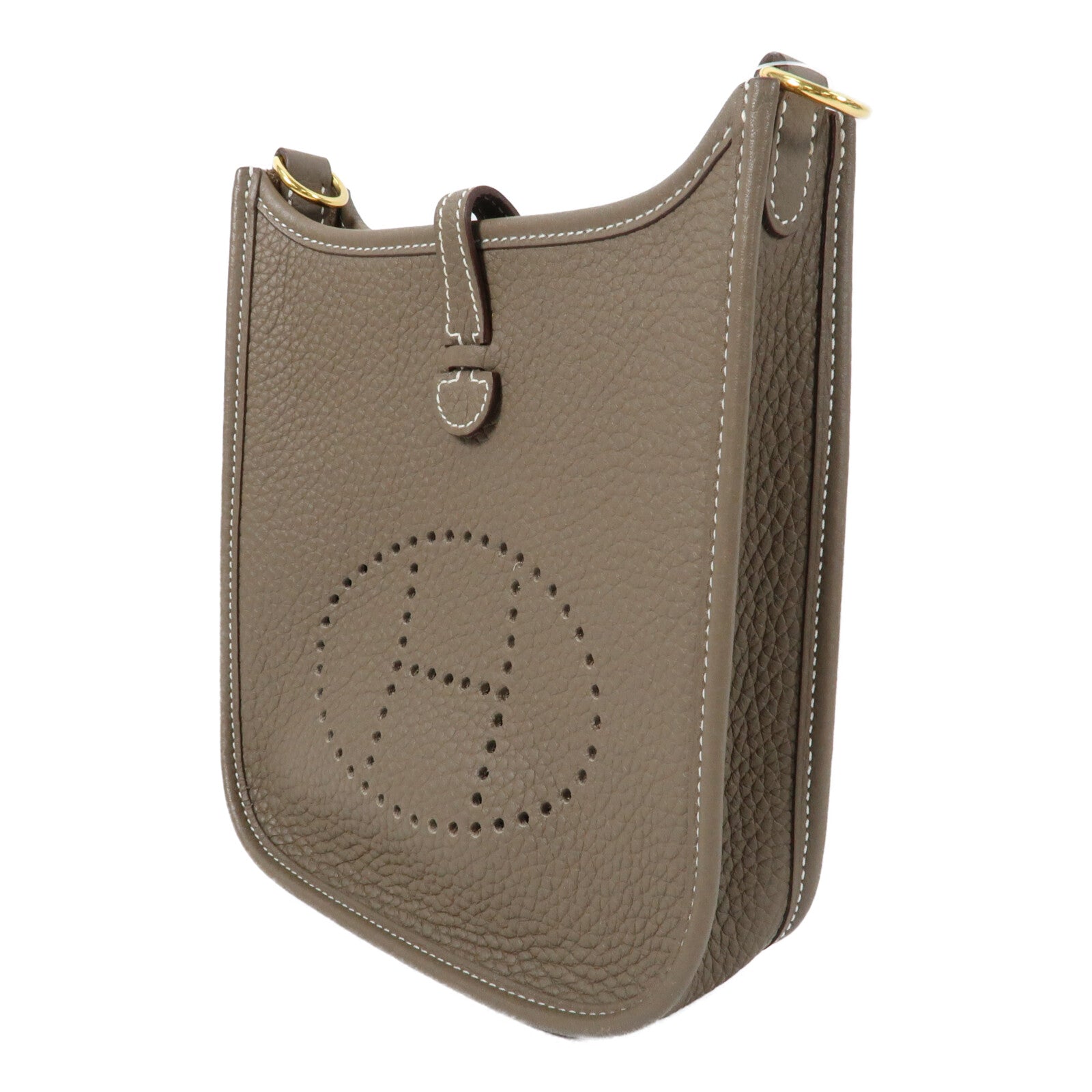 HERMES Clemence皮革Evelyne TPM金扣肩背袋Etoupe