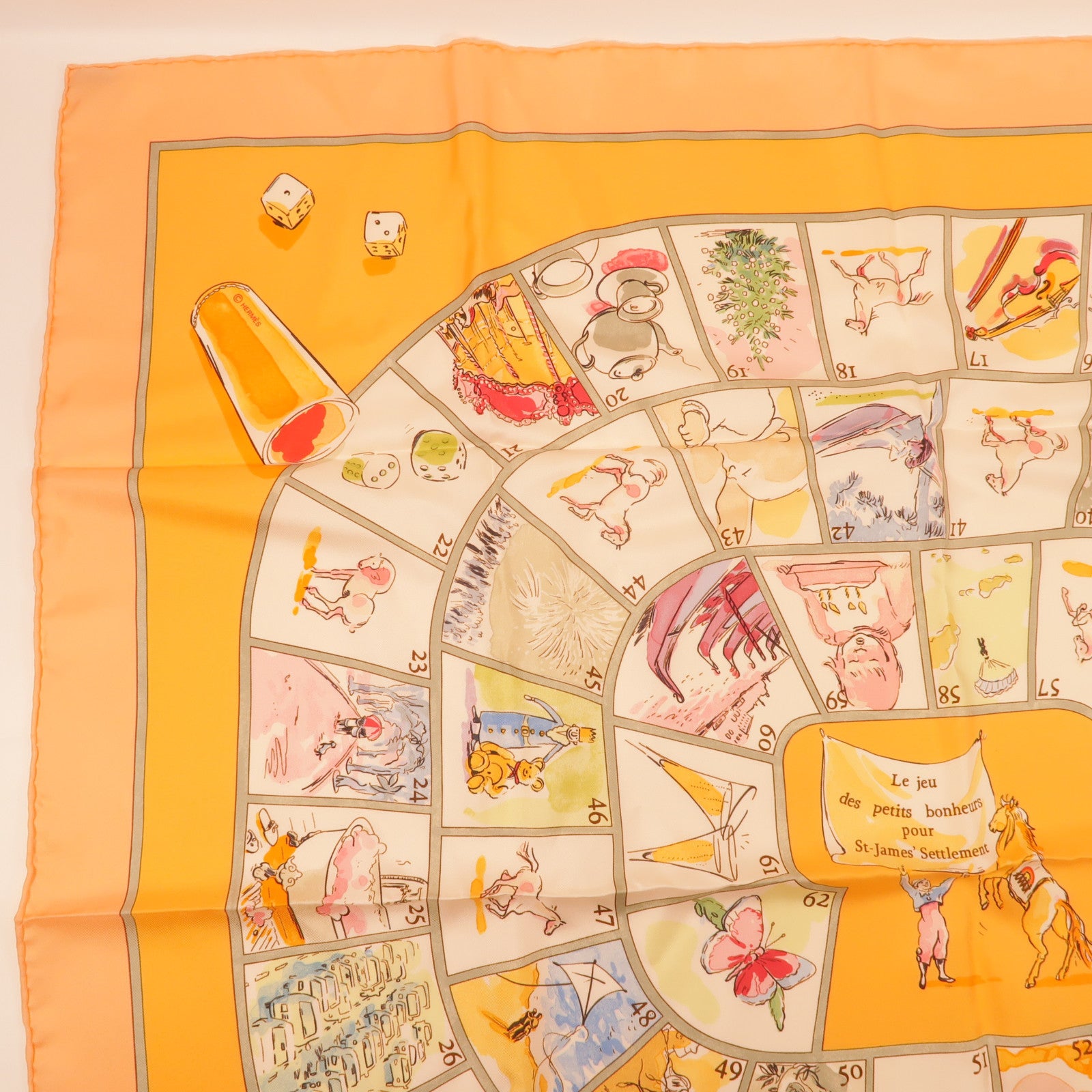 HERMES Scarf Silk Orange
