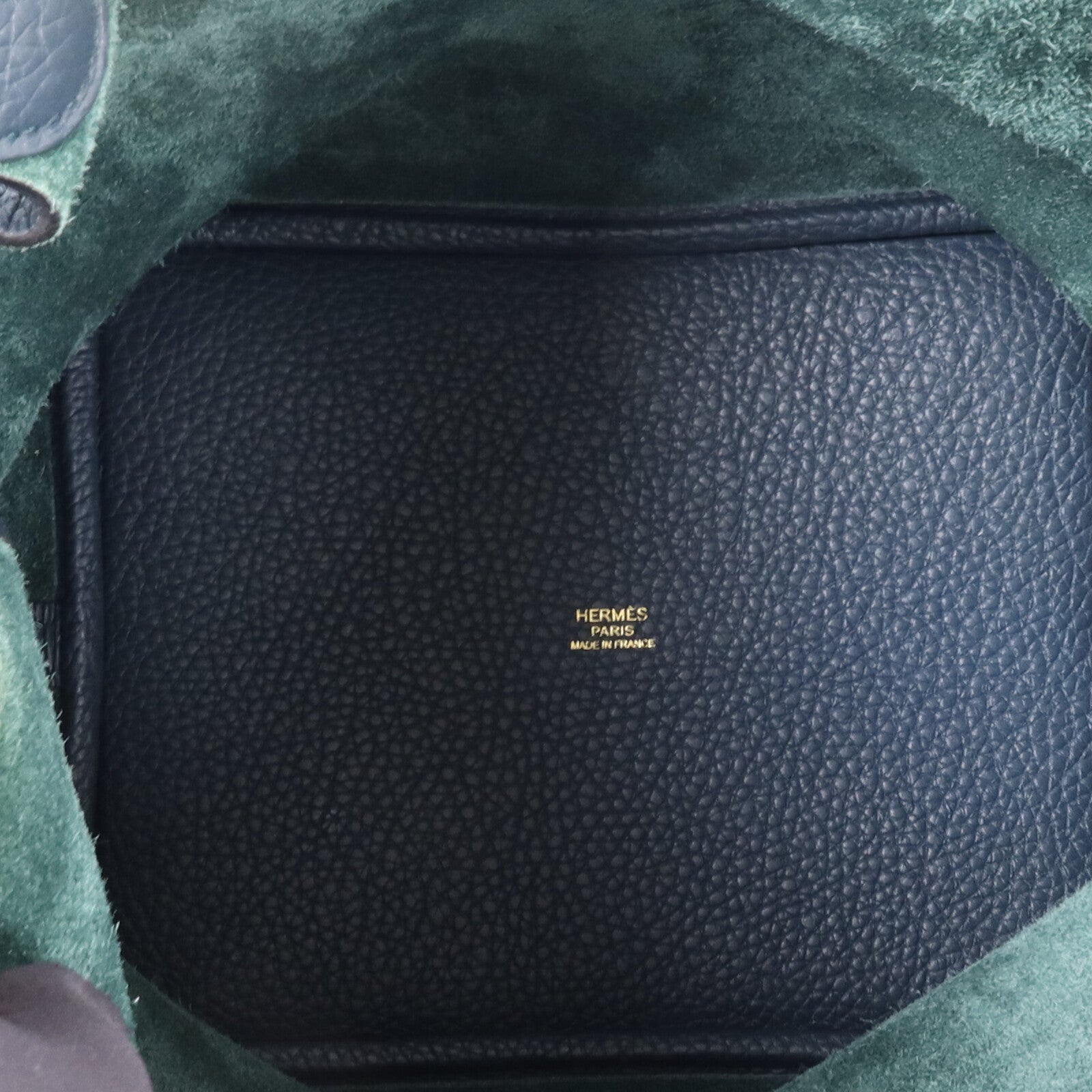 HERMES Clemence皮革Picotin MM金扣手挽袋 Vert Cypres