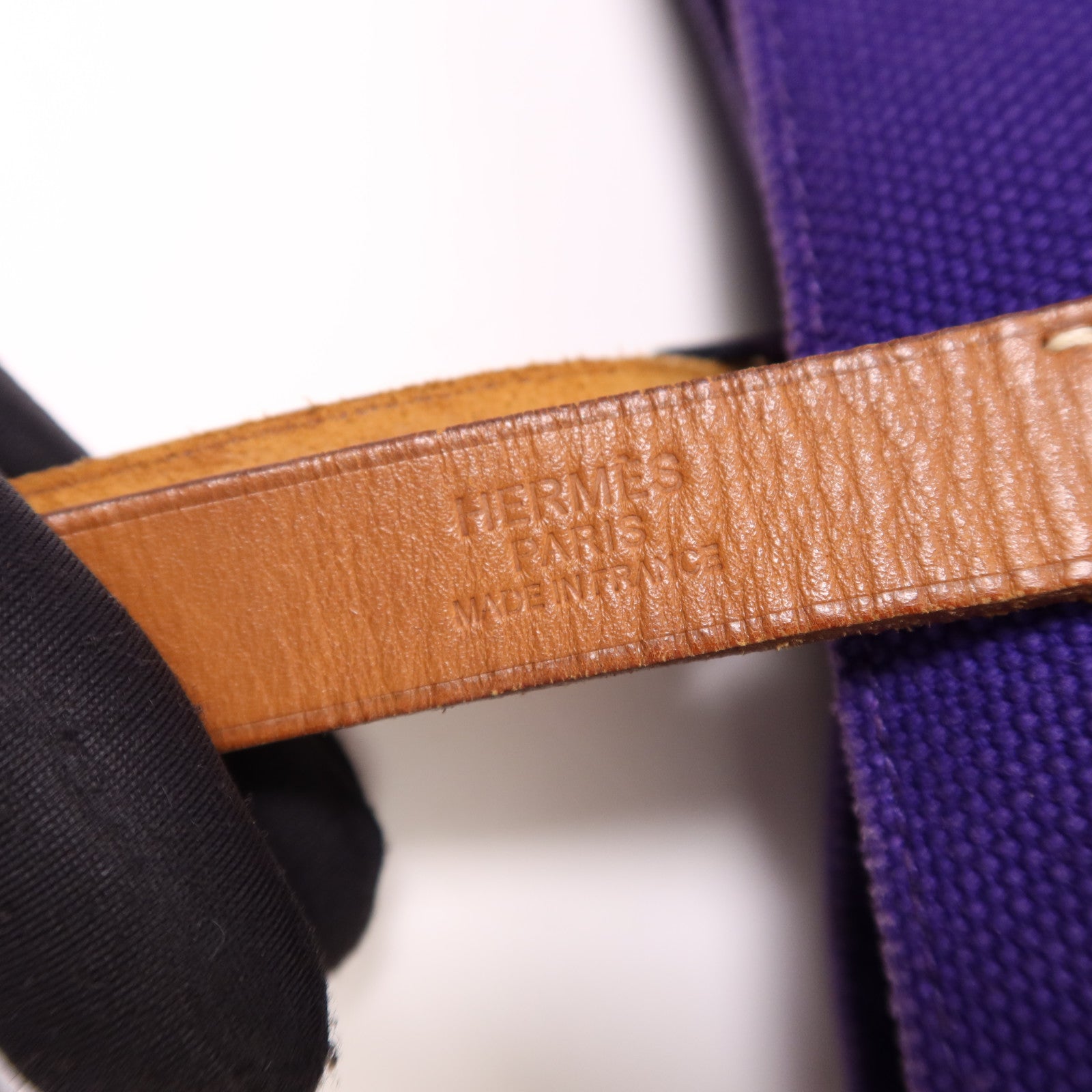 HERMES 帆布Etriviere Elan銀扣肩背袋