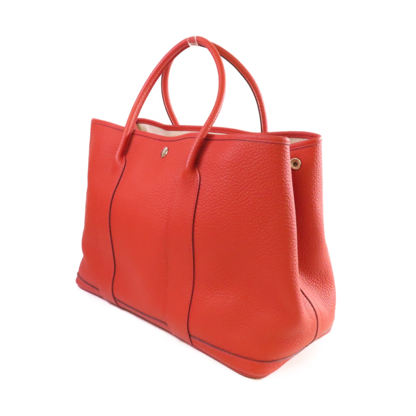 HERMES Negonda皮革Garden Party PM Tote Bag銀扣手挽袋Terre Battue紅土色