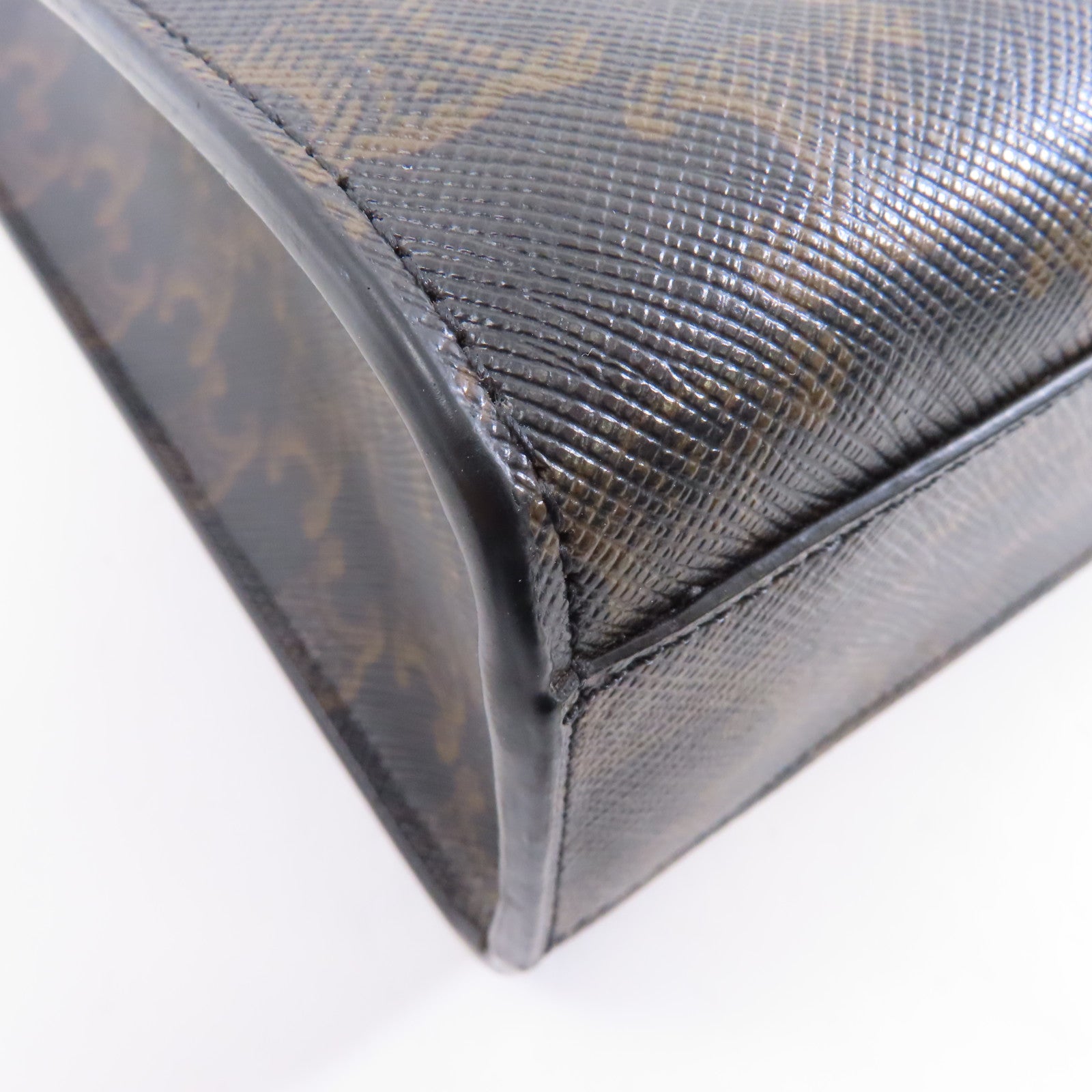 CELINE 塗層帆布/皮革Vertical Cabas Tan金扣手挽肩背兩用袋啡色