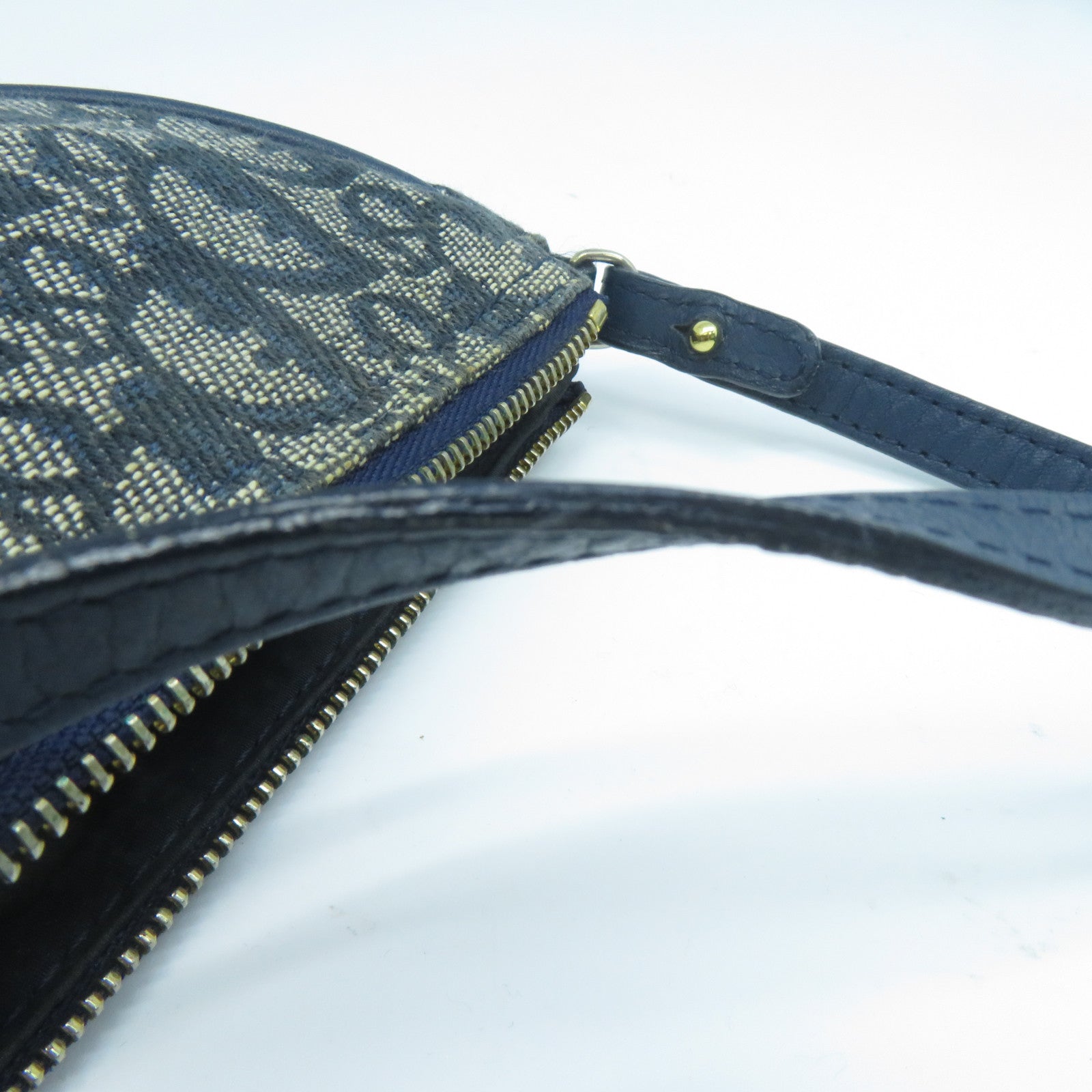 Dior 帆布/皮革Shoulder Bag金扣肩背袋藍色