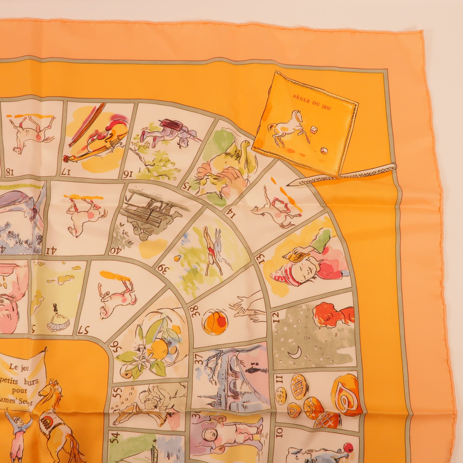 HERMES Scarf Silk Orange