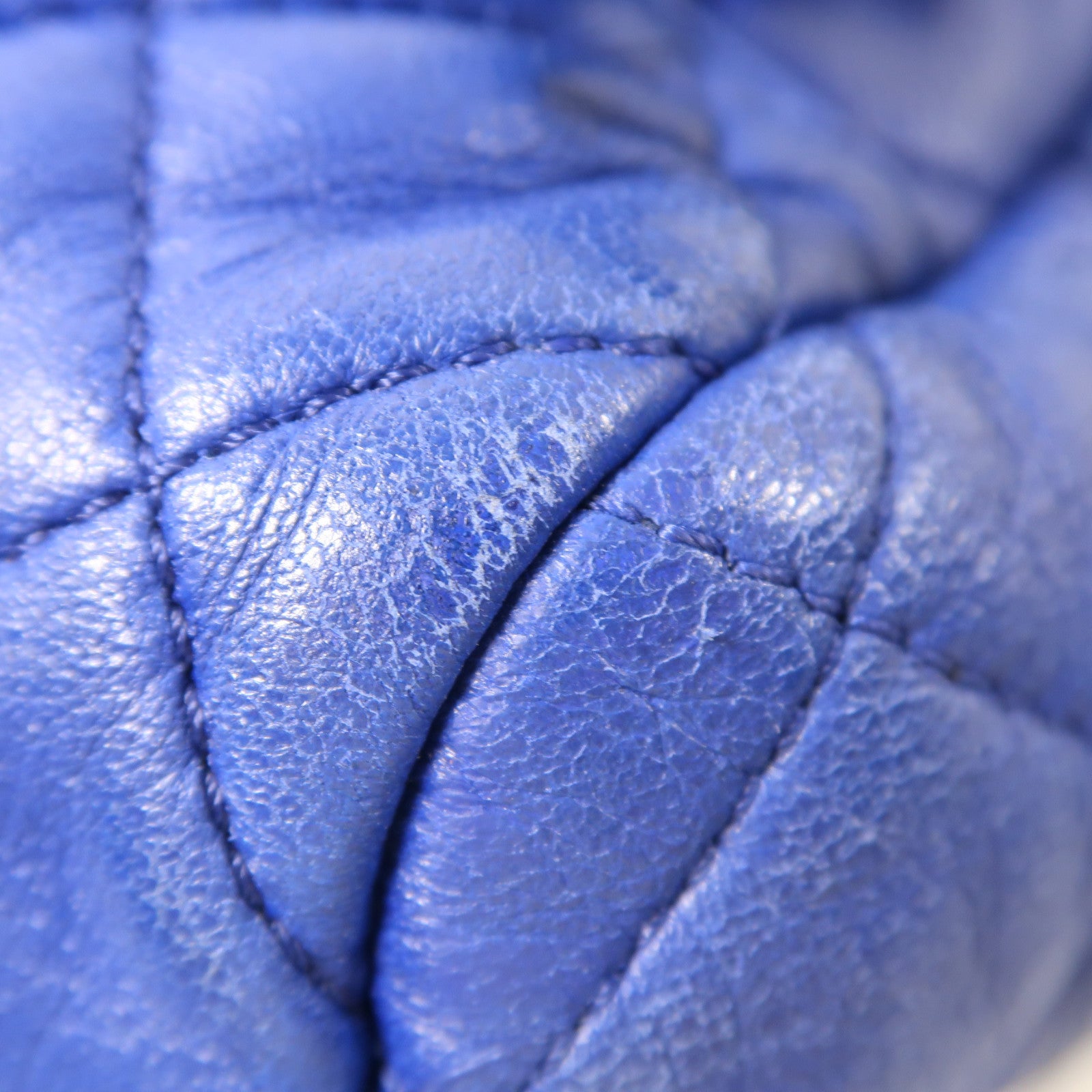 CHANEL 菱格羊皮皮革Backpack銀扣背包藍色