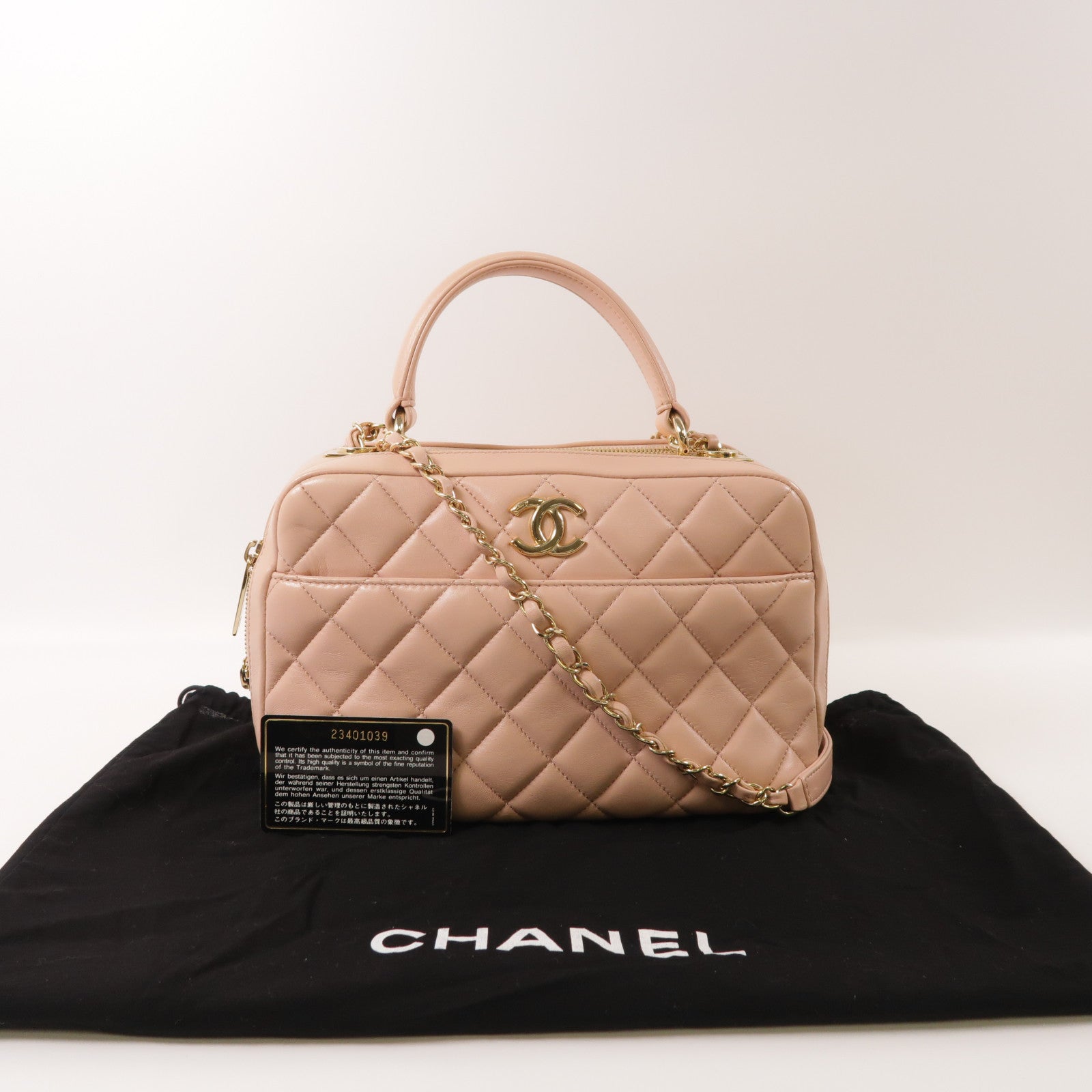 CHANEL 羊皮皮革2way Shoulder Bag金扣鏈帶手挽肩背兩用袋