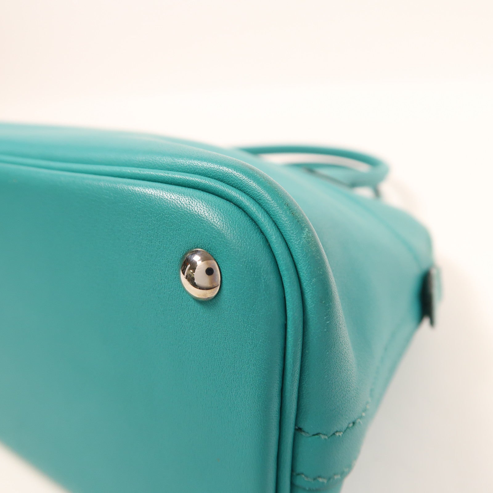 HERMES Swift皮革Bolide 27銀扣手挽肩背兩用袋Bleu Paon