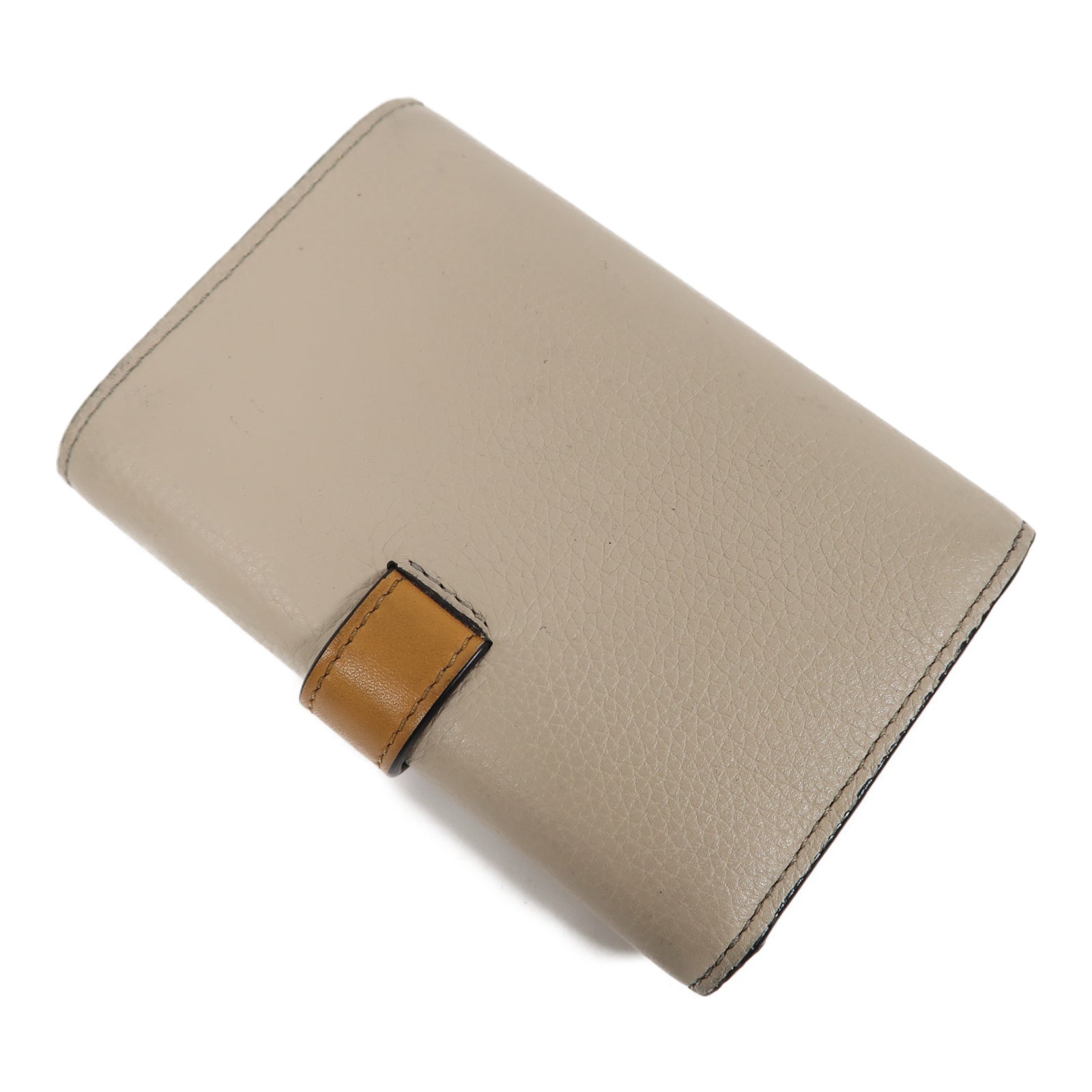 LOEWE 牛皮皮革Wallet銀扣錢包米色