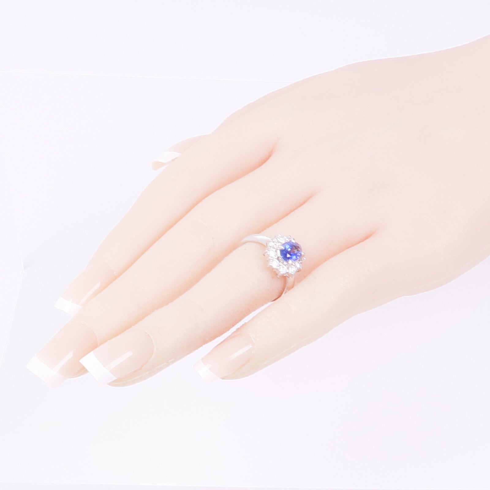 JEWELRY PT900鉑金Sapphire Diamond Ring藍寶石/鑽石戒指US#6.25
