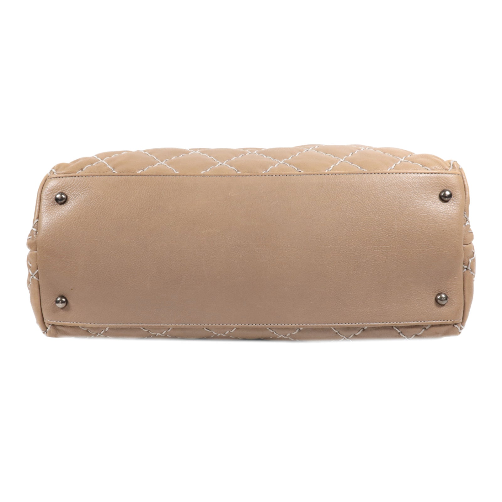 CHANEL 牛皮皮革Tote Bag銀扣肩背袋