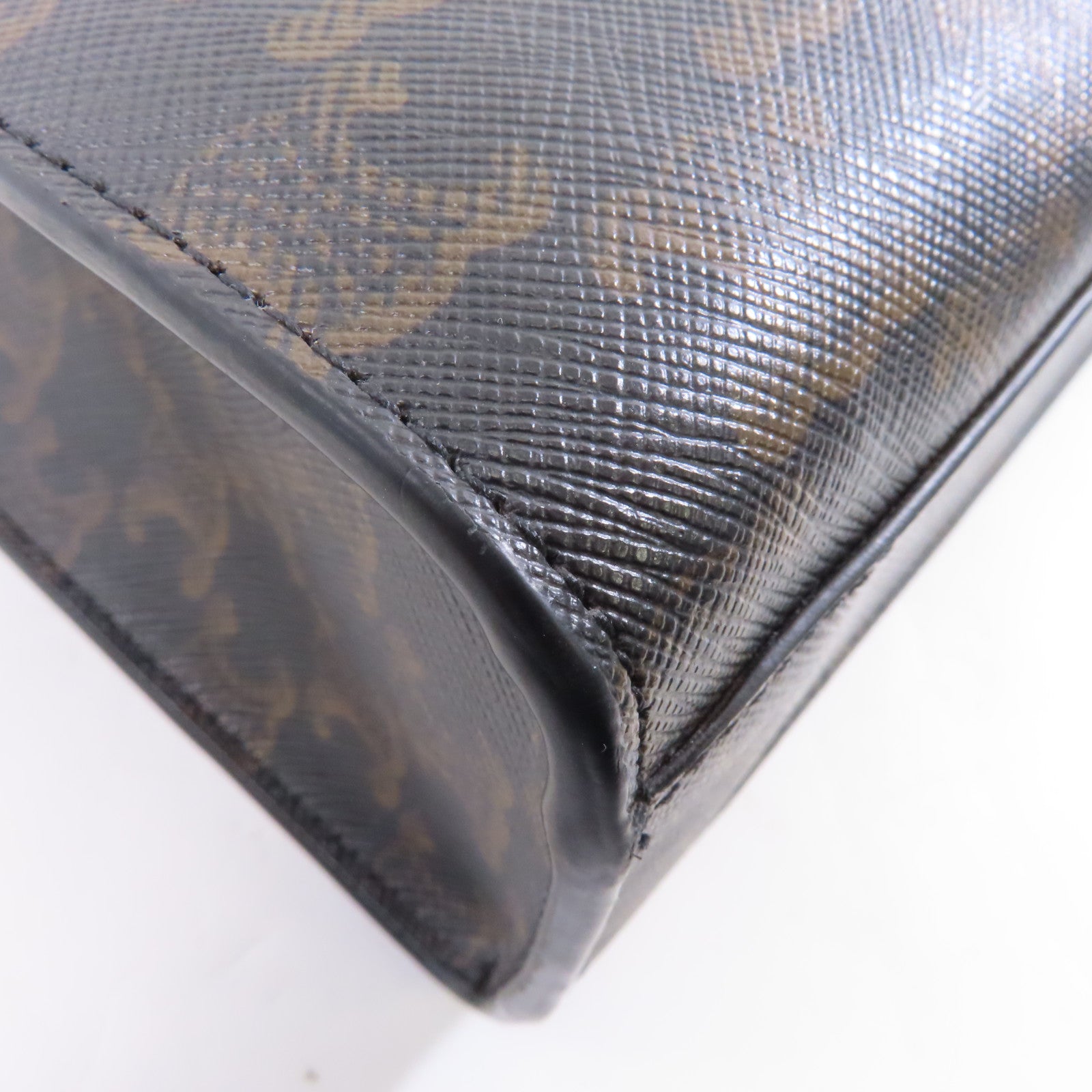 CELINE 塗層帆布/皮革Vertical Cabas Tan金扣手挽肩背兩用袋啡色