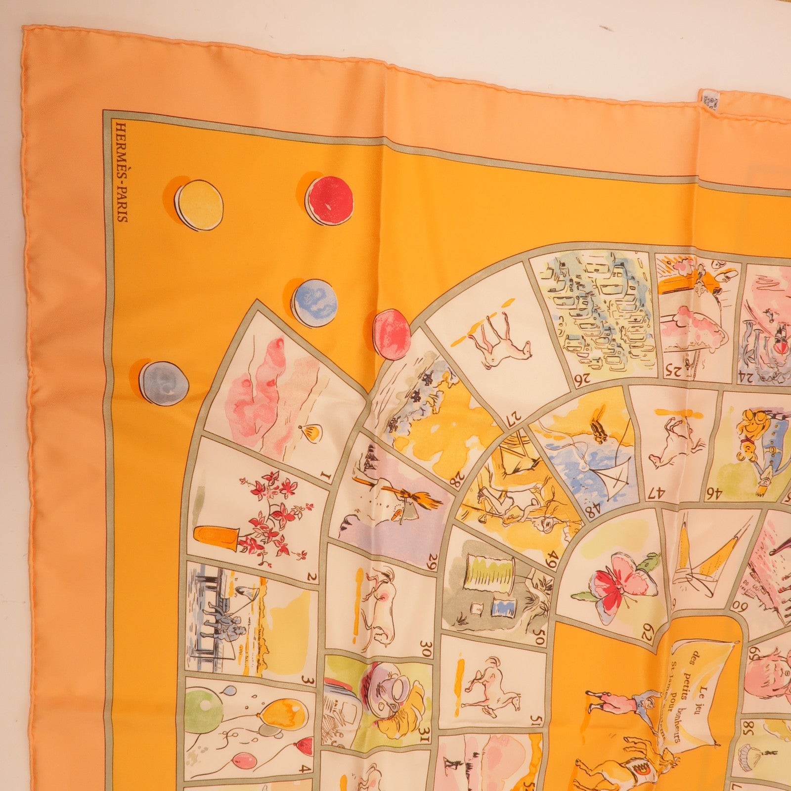 HERMES Scarf Silk Orange