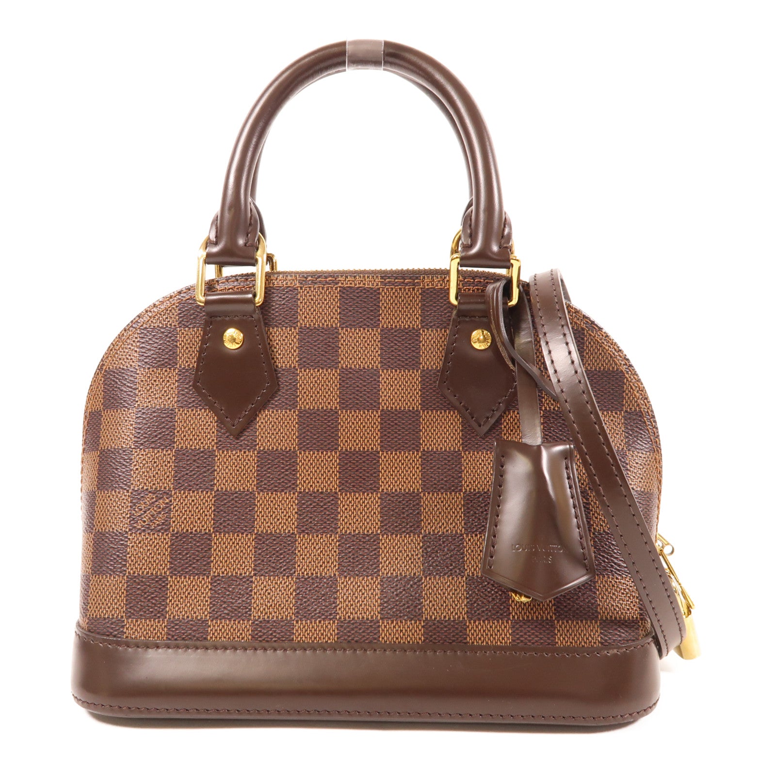 LOUIS VUITTON Damier Alma BB金扣手挽肩背兩用袋棕色