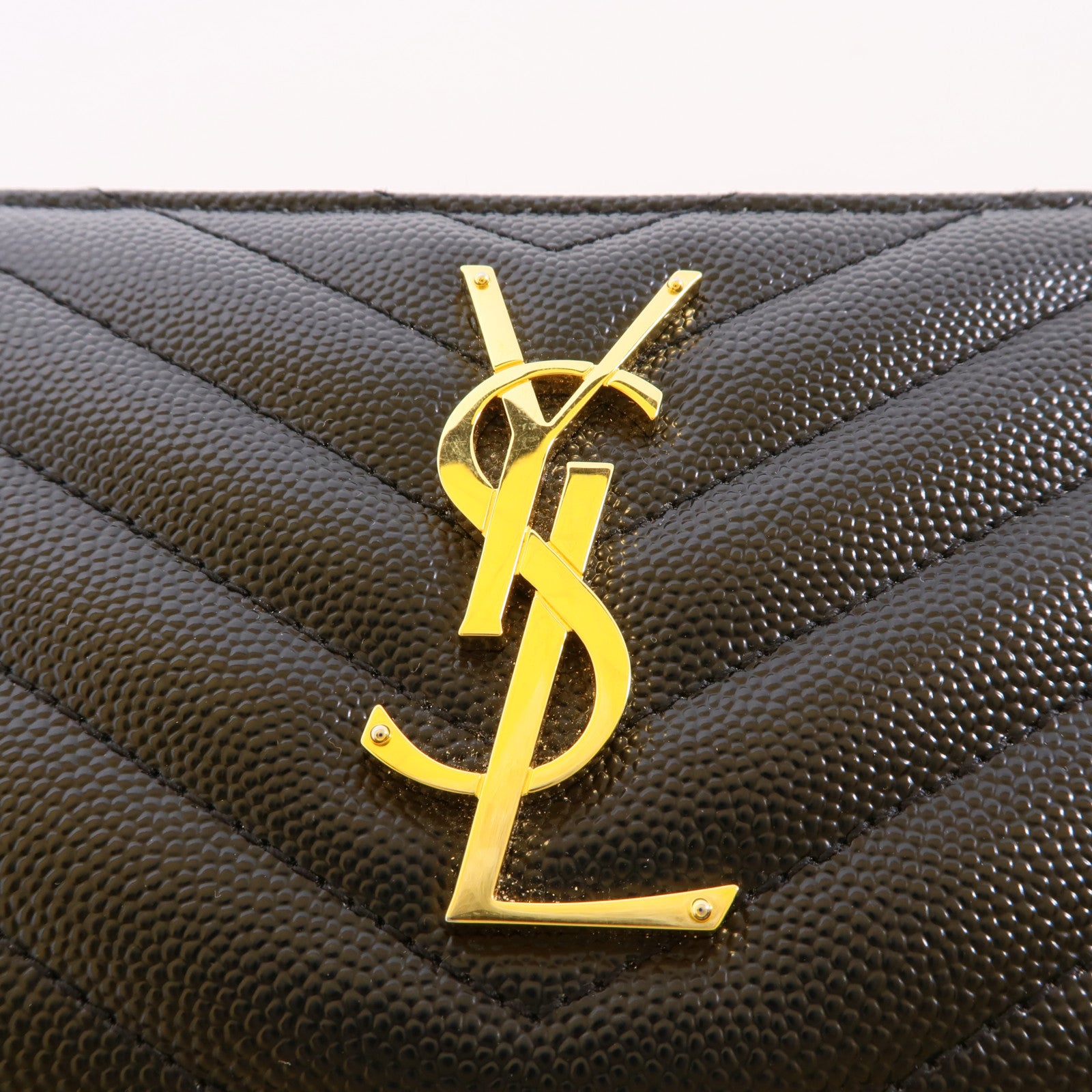 SAINT LAURENT 牛皮皮革Zipped Long Wallet金扣長錢包黑色