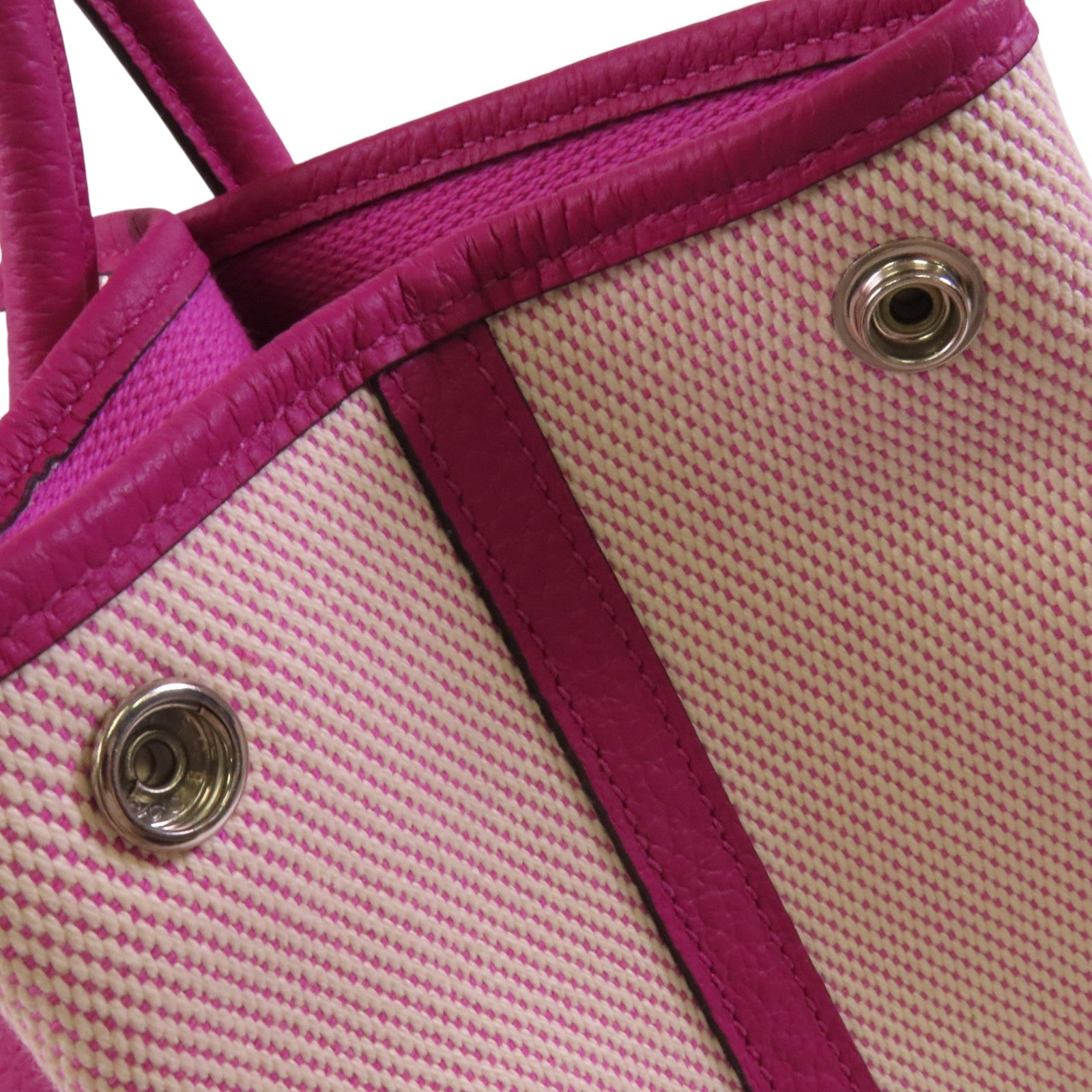 HERMES 帆布Garden Party PM銀扣手挽袋