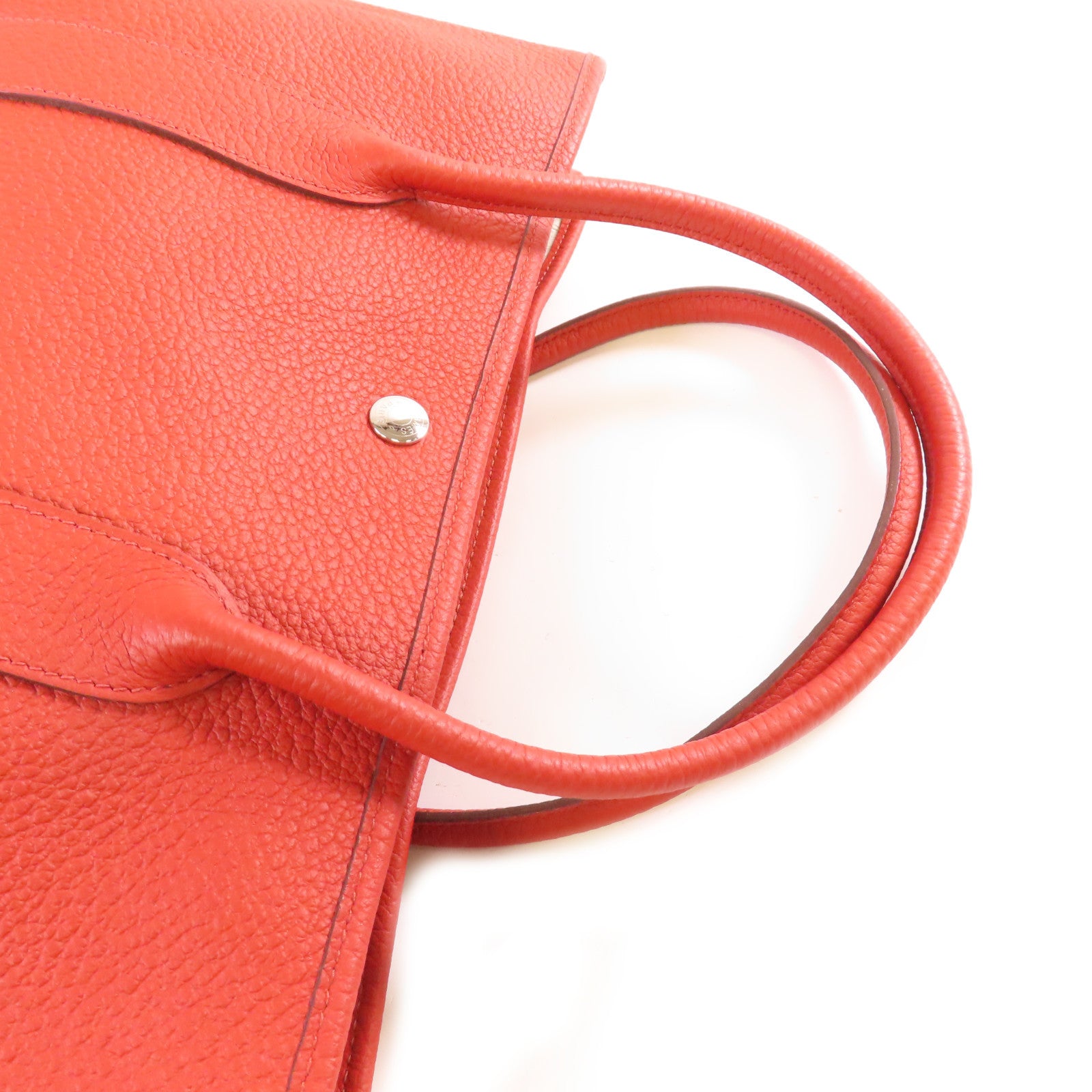 HERMES Negonda皮革Garden Party PM Tote Bag銀扣手挽袋Terre Battue紅土色