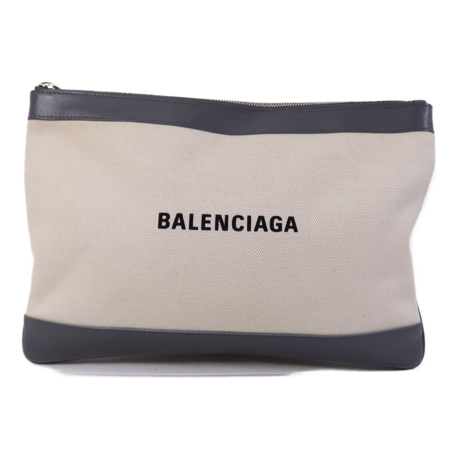 BALENCIAGA 帆布Navy Clip M Clutch銀扣手拿包